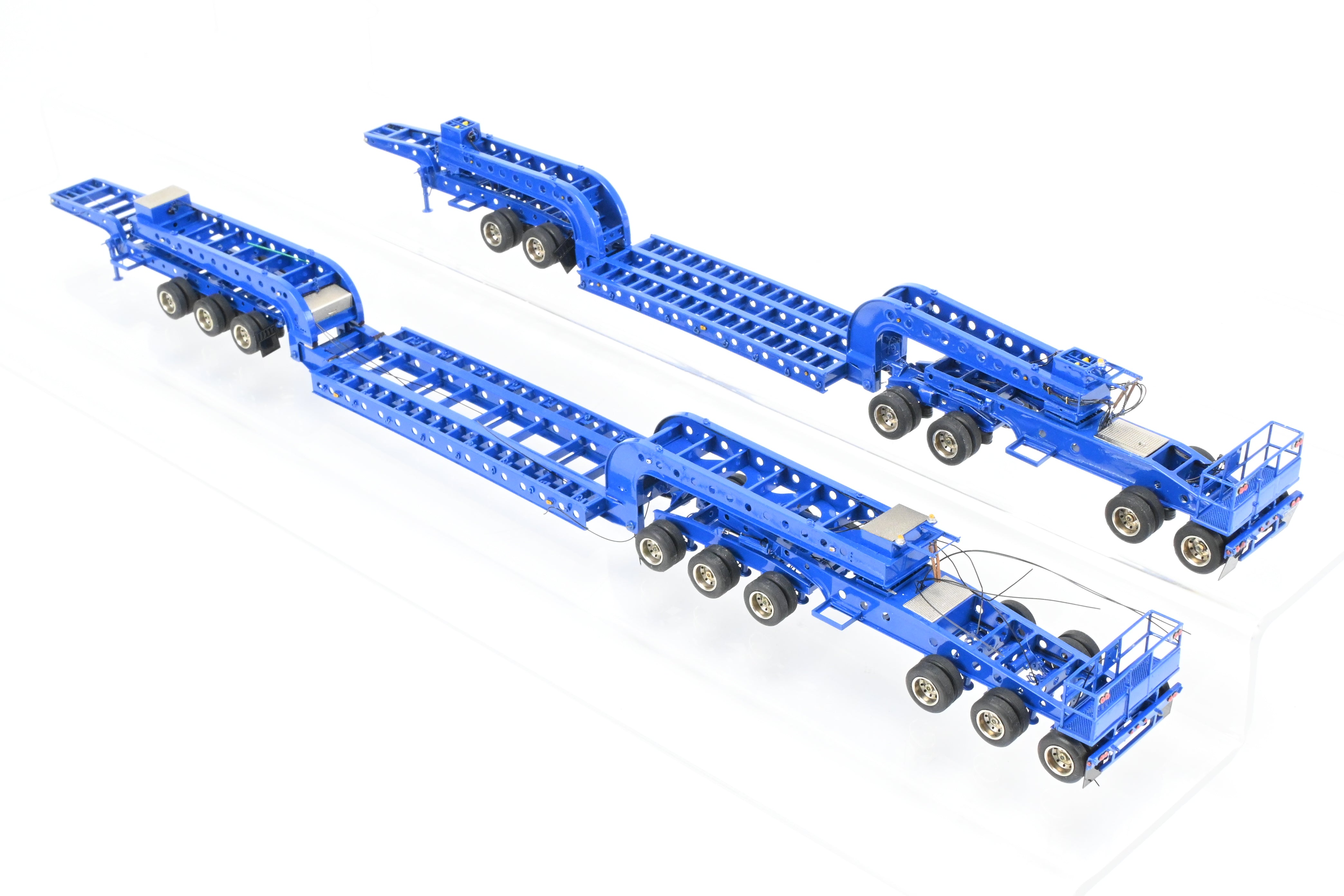 HO Scale Brass Construction OMI - Overland Models, Inc. Nelson Miller Transfer Extremely Rare One-of-a-Kind Pilot Models of 6-Axle and 9-Axle Heavy Haul Trailers in FP Blue, Never Produced