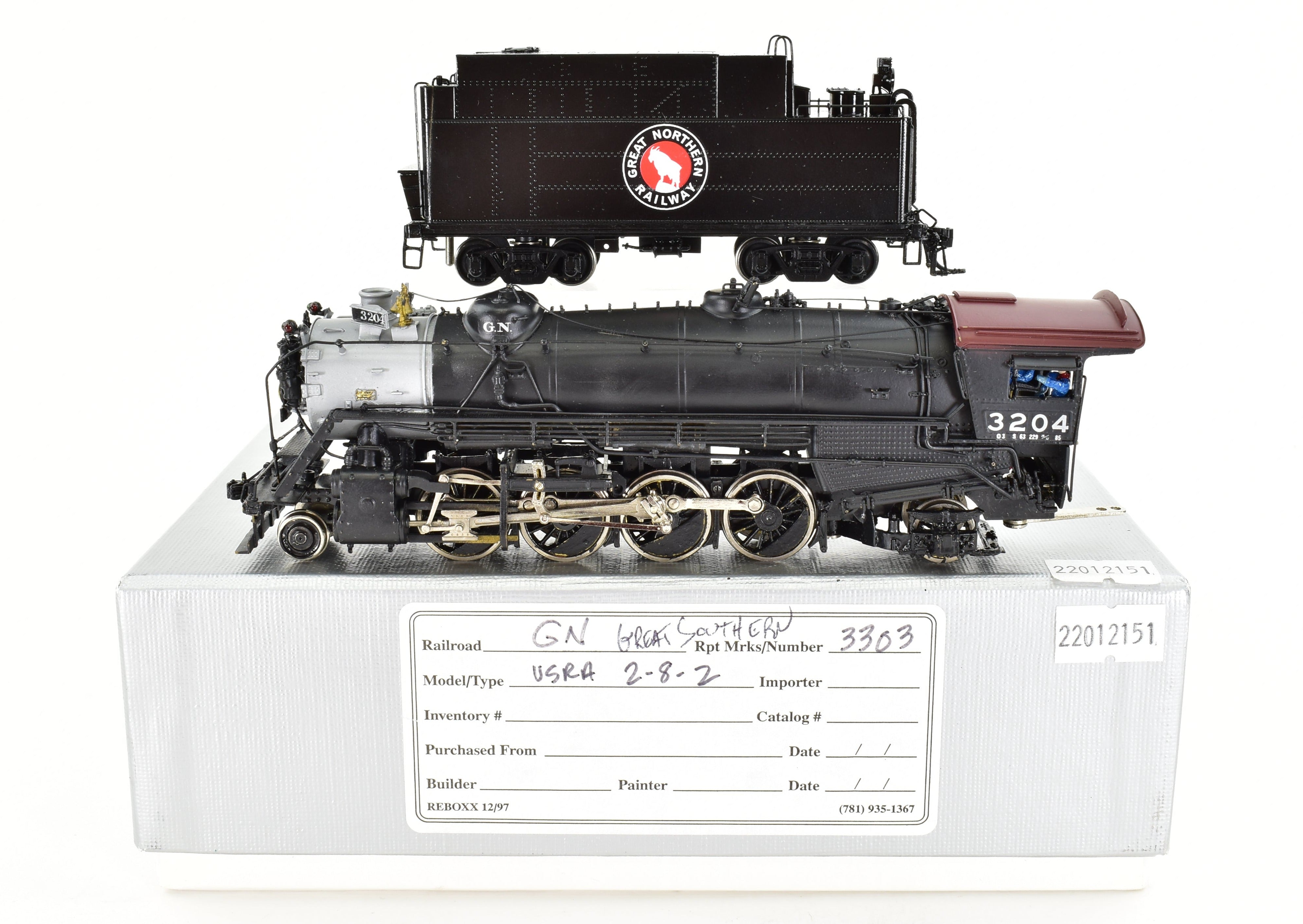 HO Scale Brass OMI - Overland Models GN - Great Northern O - 3 USRA Heavy 2 - 8 - 2 Custom Painted Model Train in ReBoxx Packaging