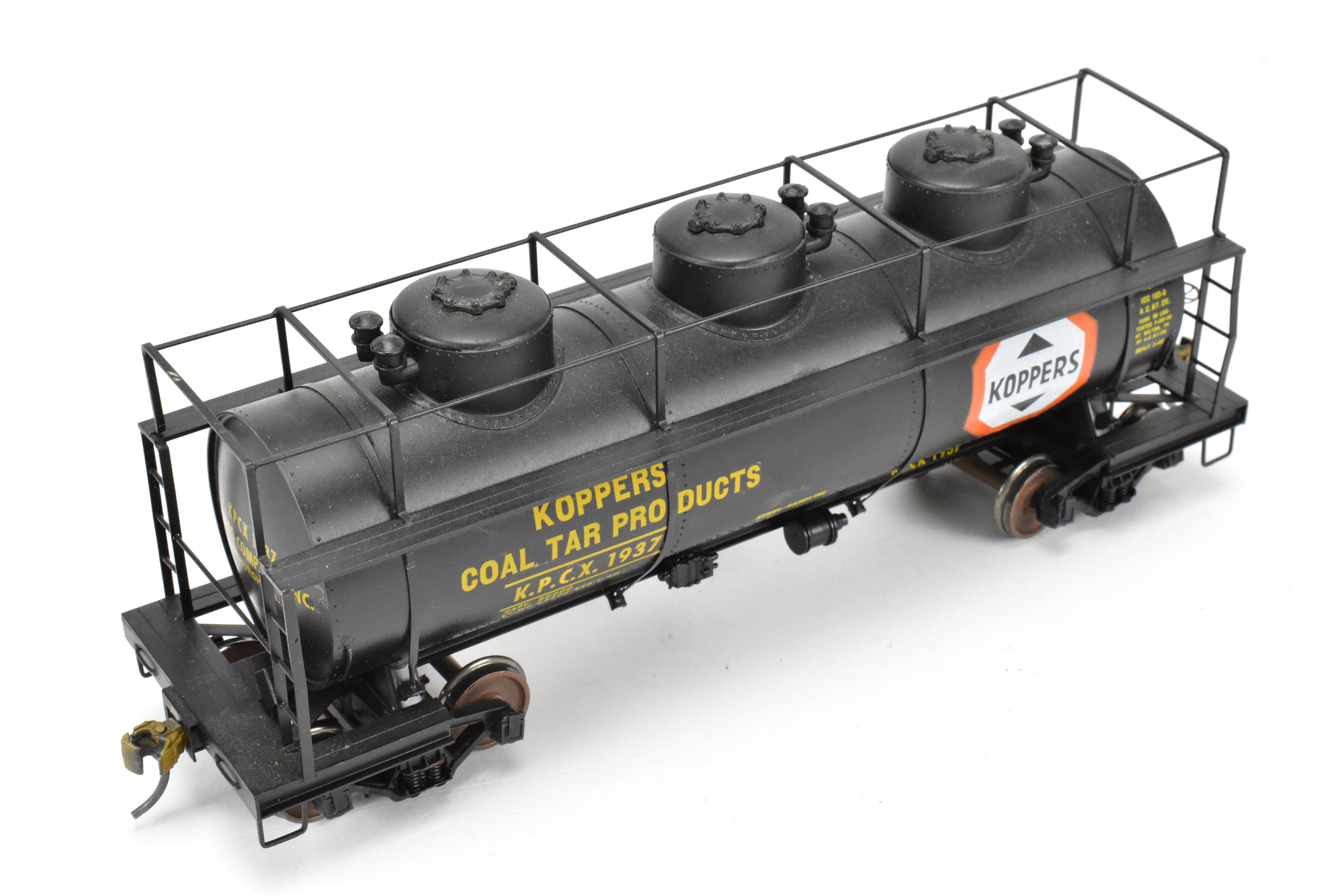 O Scale Brass Max Gray 3 - Dome Tank Car Custom - Painted for KPCX 1937 Koppers Tar