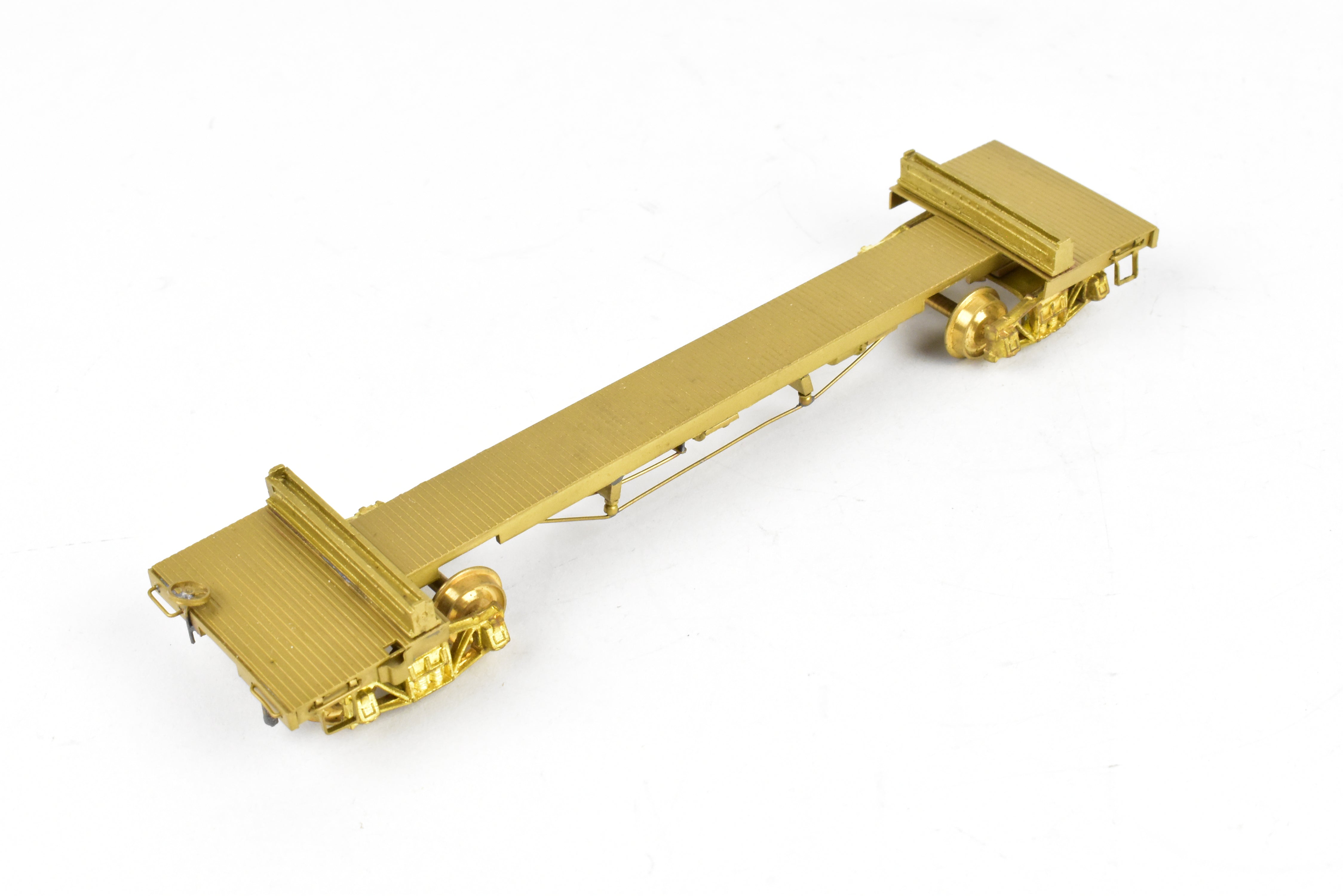 HO Scale Brass Model Train Log Car by Far East Distributors - Northern Pacific 41-Foot Log Car with Seattle Car & Foundry Archbar Trucks