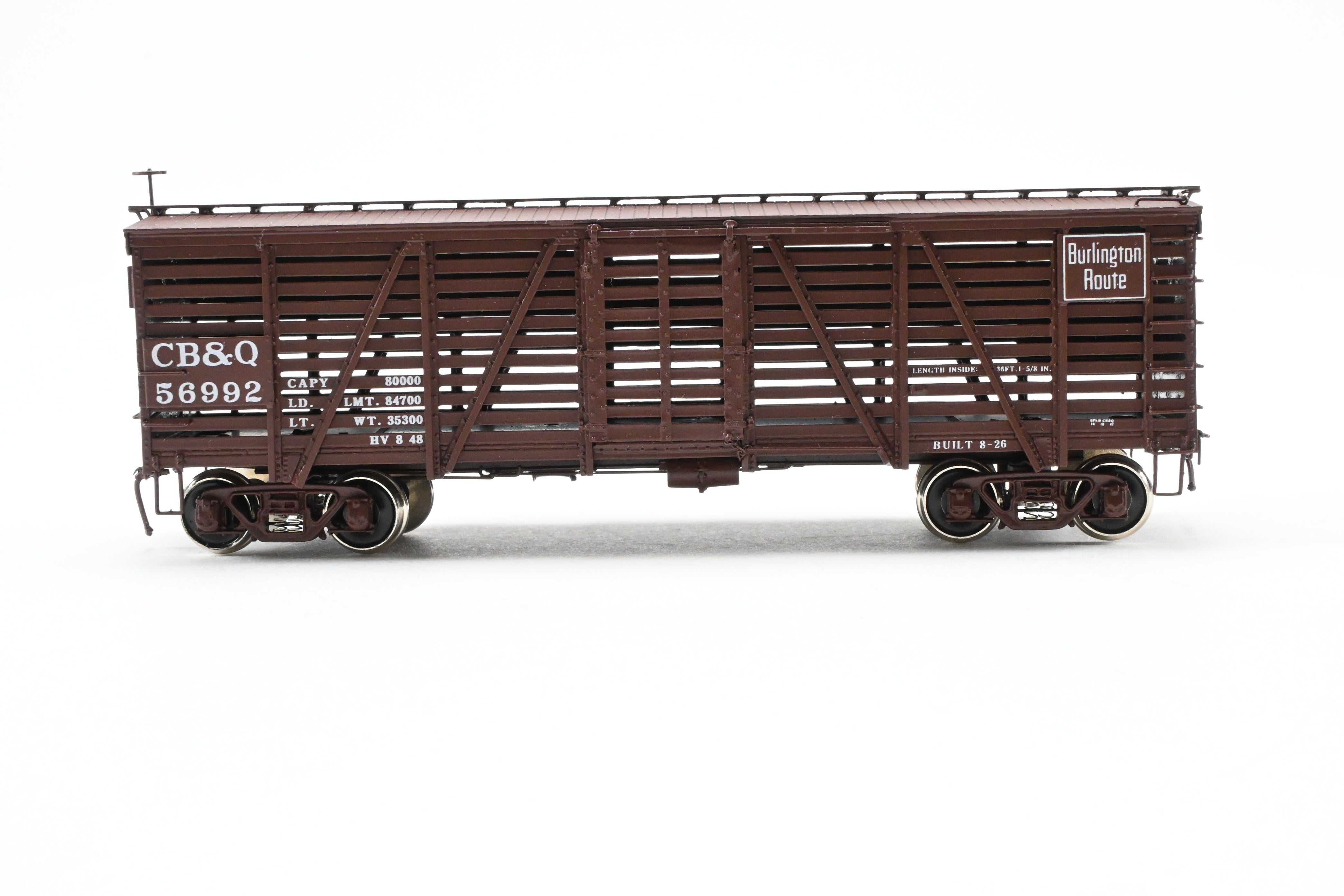 HO Scale Brass Challenger Imports CIL CB&Q - Burlington Route Class SM - 18 36 - Foot Stock Car Freight Product No. 56992