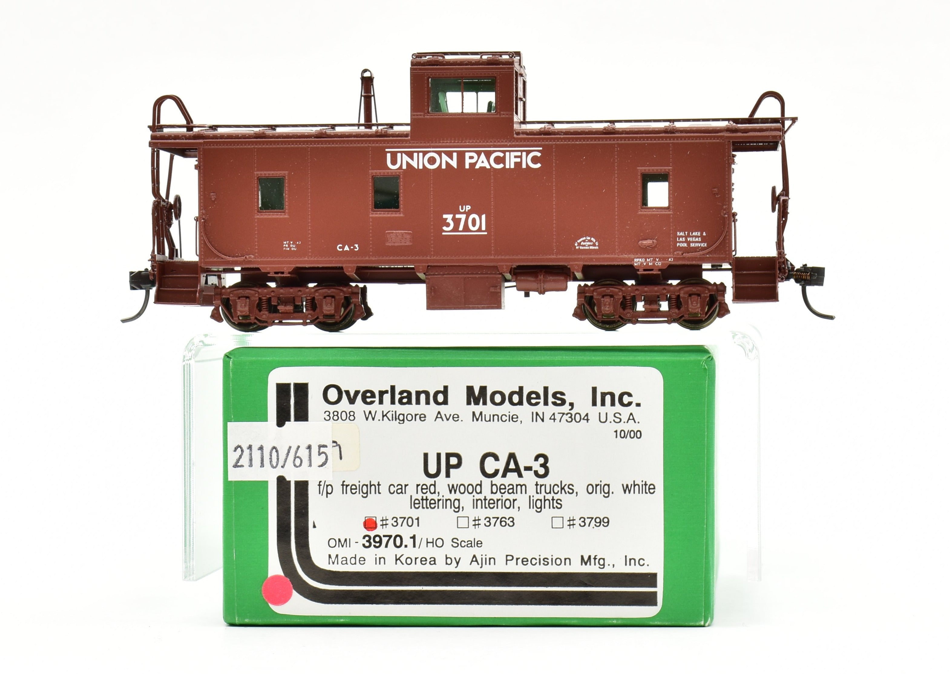 HO Scale Brass Caboose Model - OMI (Overland Models, Inc.) Union Pacific CA - 3 Caboose from 2000 Run with Full Interior