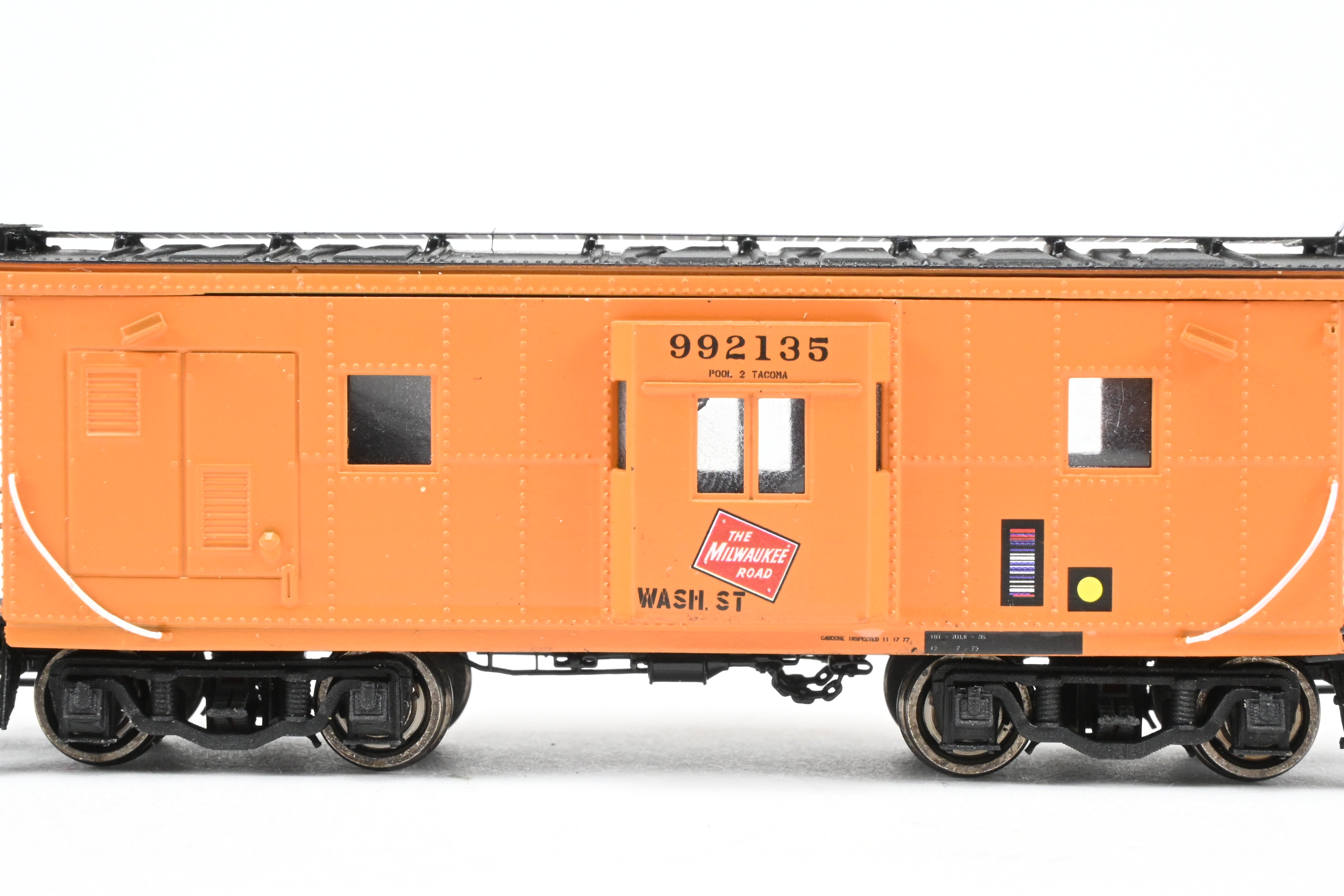 HO Scale Model Railroad - Custom Built 3D Printed Thrall Bay Window Caboose for Milwaukee Road with FP #992135 from Lines West