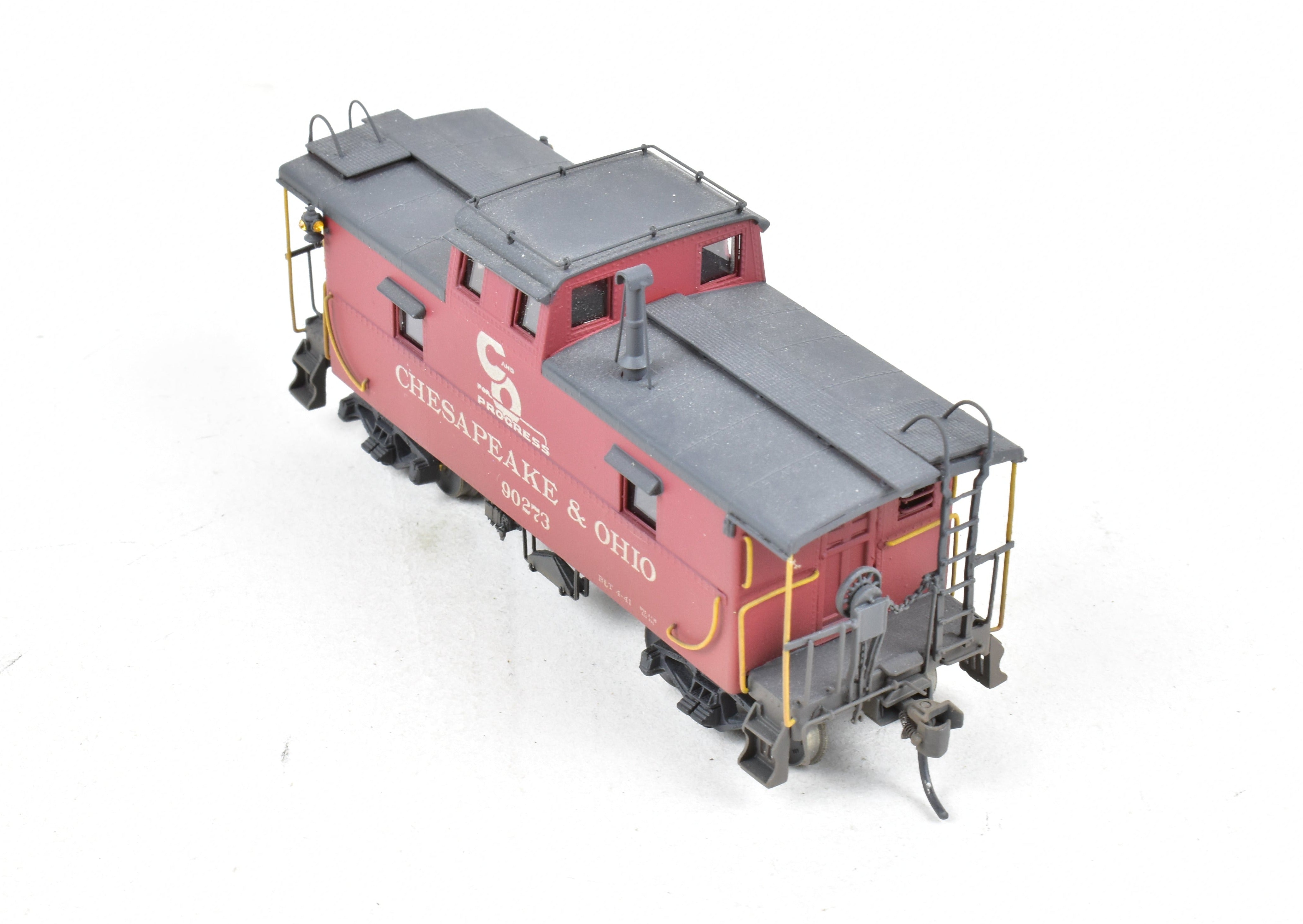 HO Scale Brass OMI - Overland Models, Inc. Chesapeake & Ohio (C&O) Steel Caboose from #90200 - 90299 Series, Custom - Painted and Weathered No. 90273 Model Train Collectible