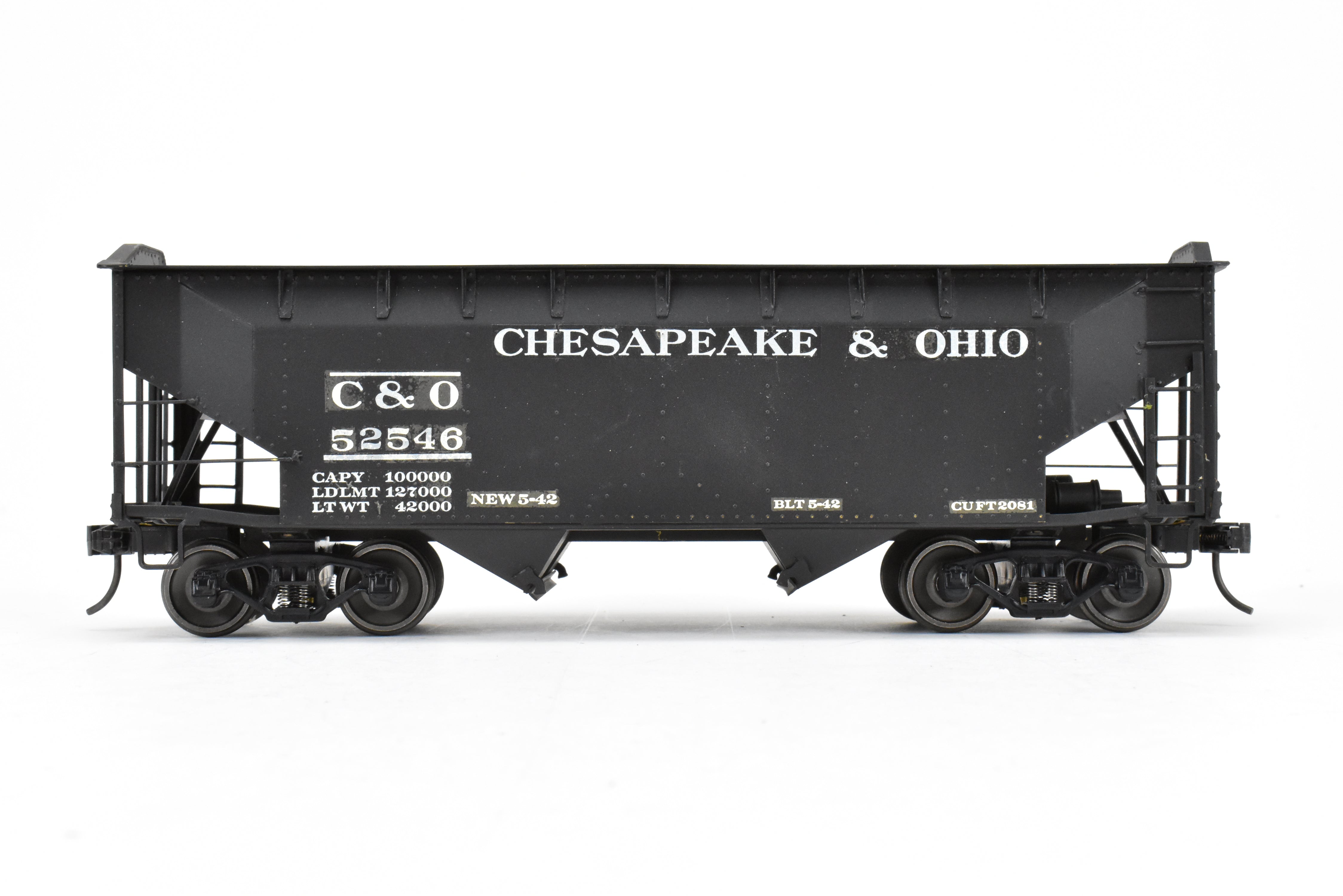 O Scale US Hobbies Brass C&O Offset Side Twin Hopper w/Peaked Ends, CP No. 52546