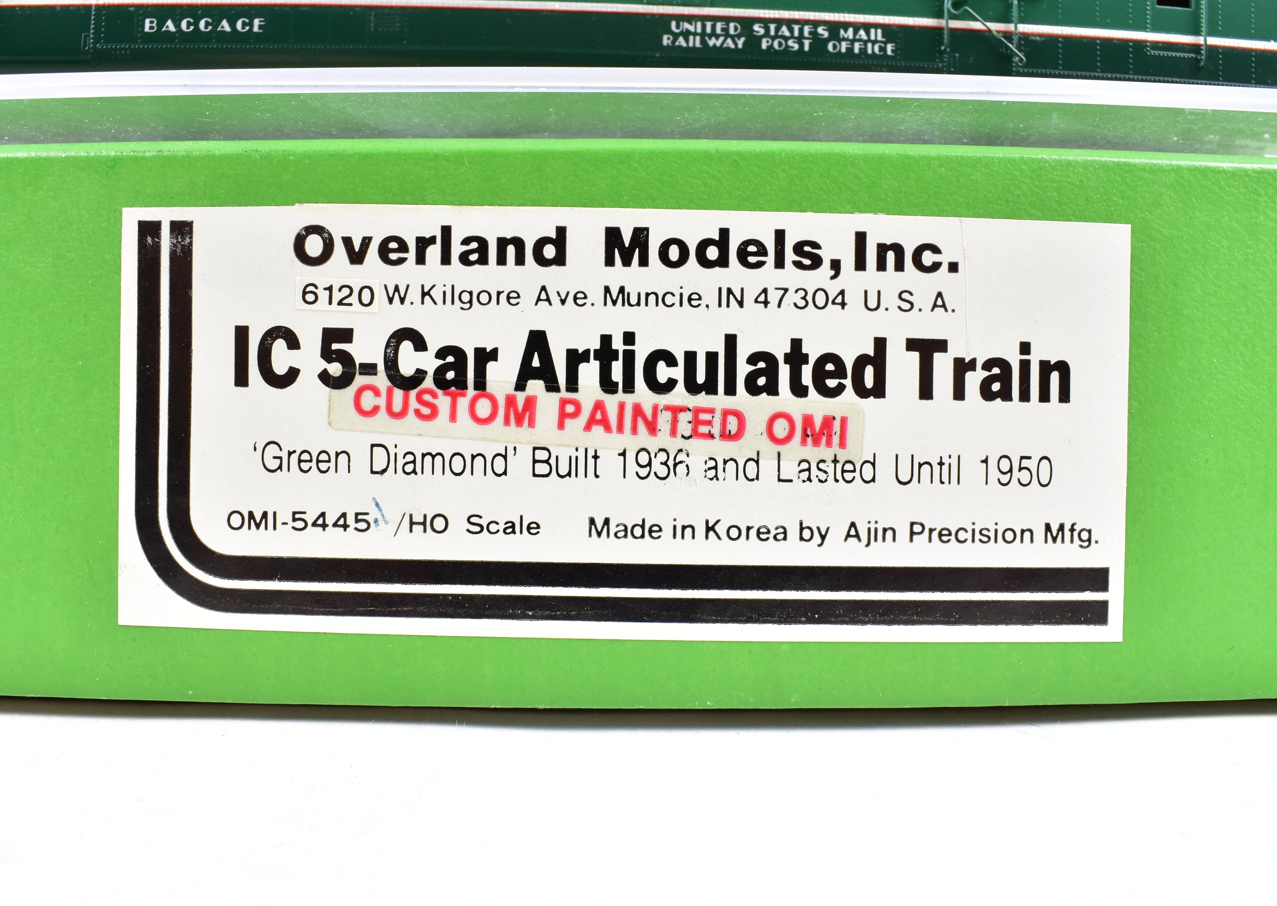HO Brass CON OMI - Overland Models IC Illinois Central 5 - Car Articulated Factory - Painted Train Set