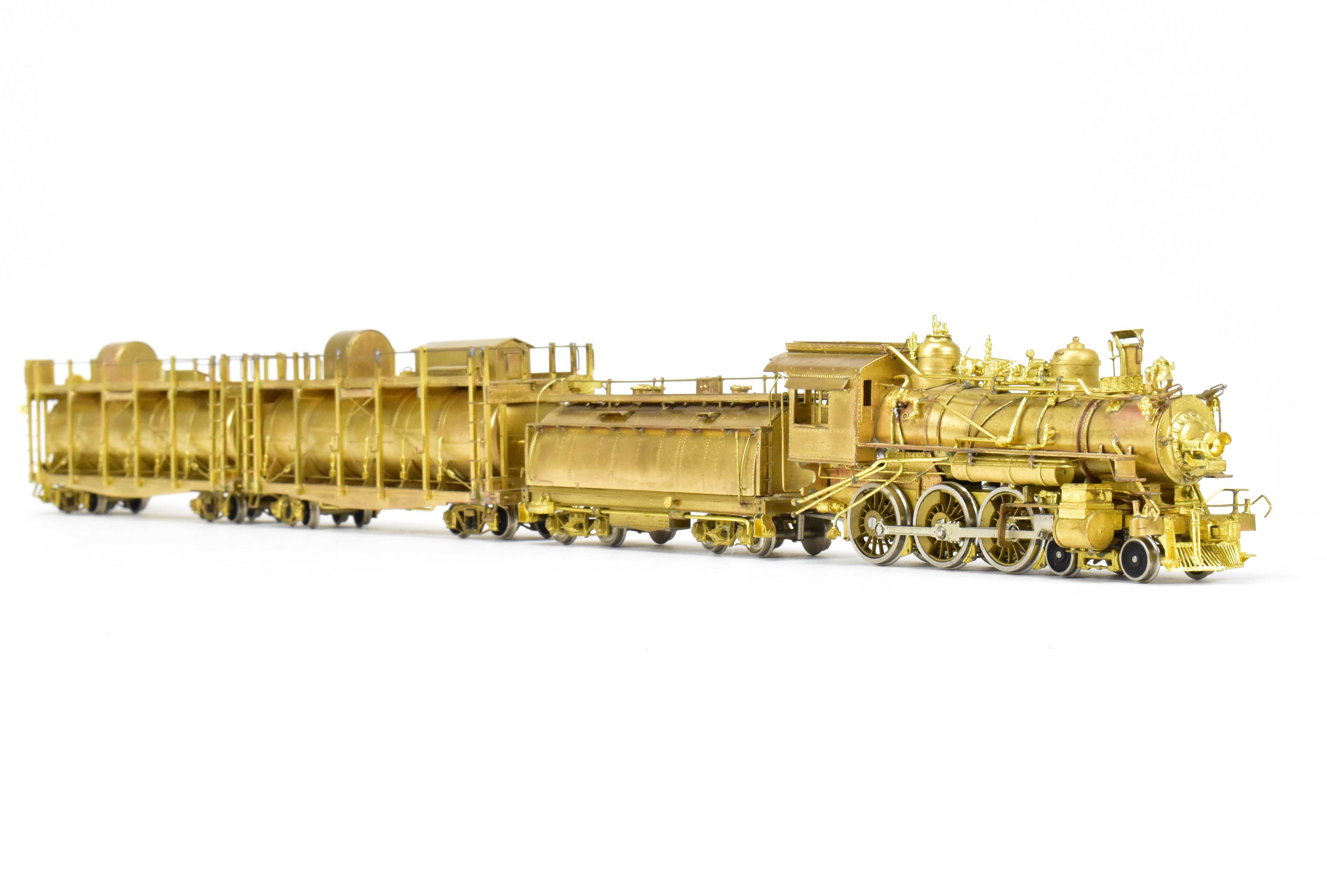 1977 HO Brass Southern Pacific Fire Train Set T-1 4-6-0 with Two Tank Cars, Missing 2 Ladders