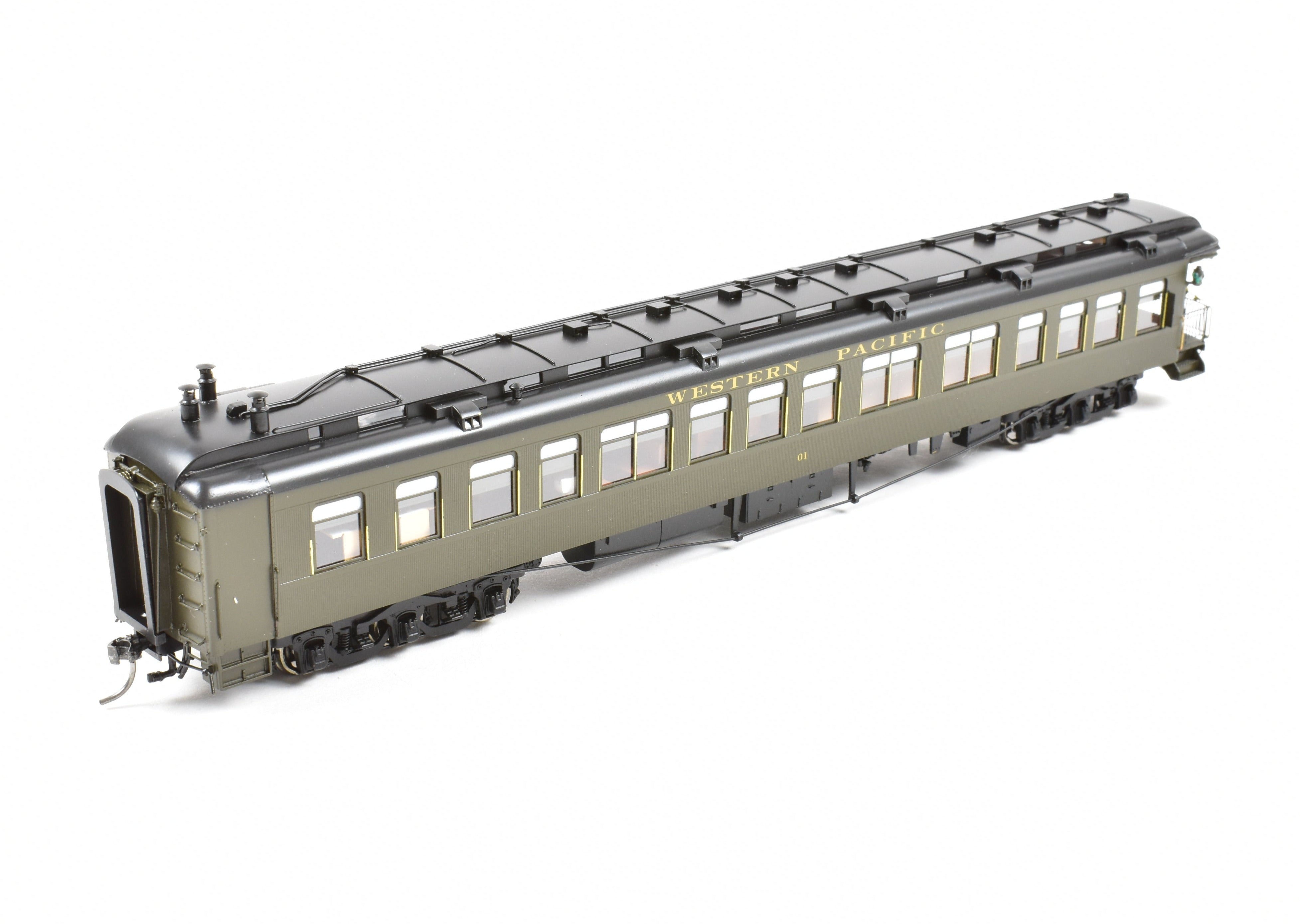 High - Quality HO Scale New Brass Model of North Bank Line Western Pacific Business Car #01 in Pullman Green