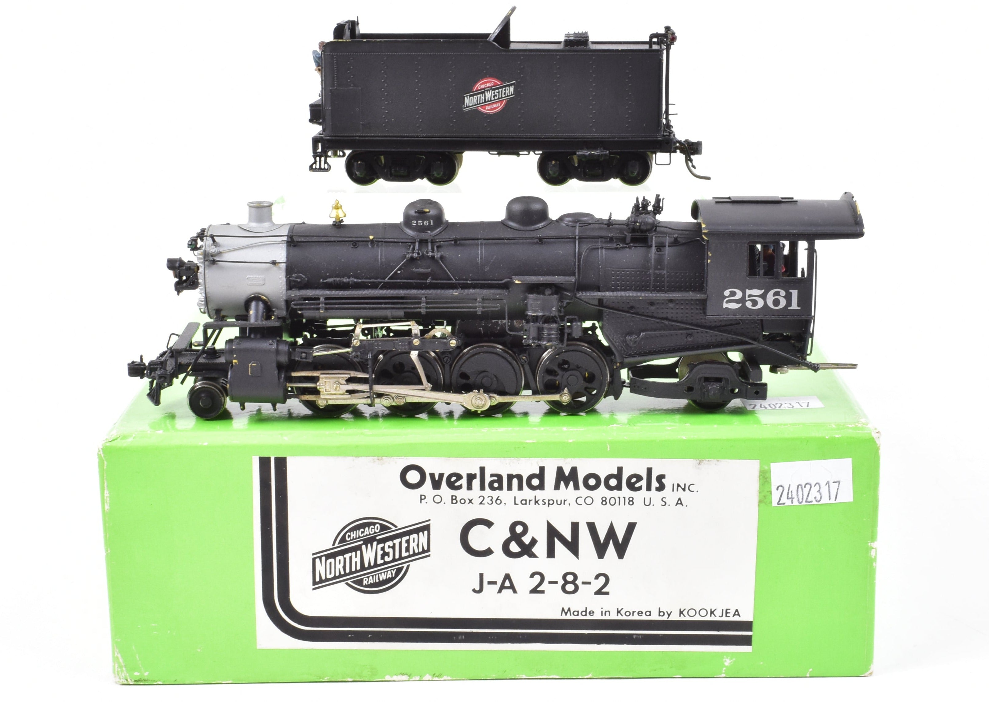 HO Scale Brass Model Train - Overland Models Chicago & North Western J - A 2 - 8 - 2 Mikado Locomotive in AS - IS Condition