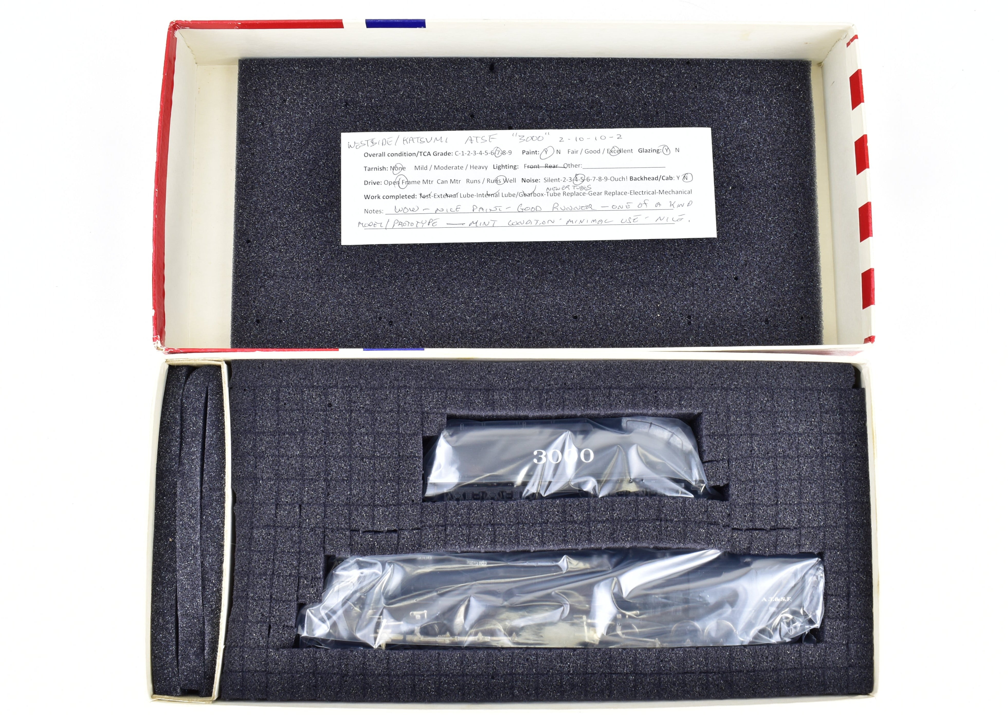 HO Scale Brass Model Train from Westside Model Co. - ATSF Santa Fe 2-10-10-2 Professionally Painted with Run Number 3000