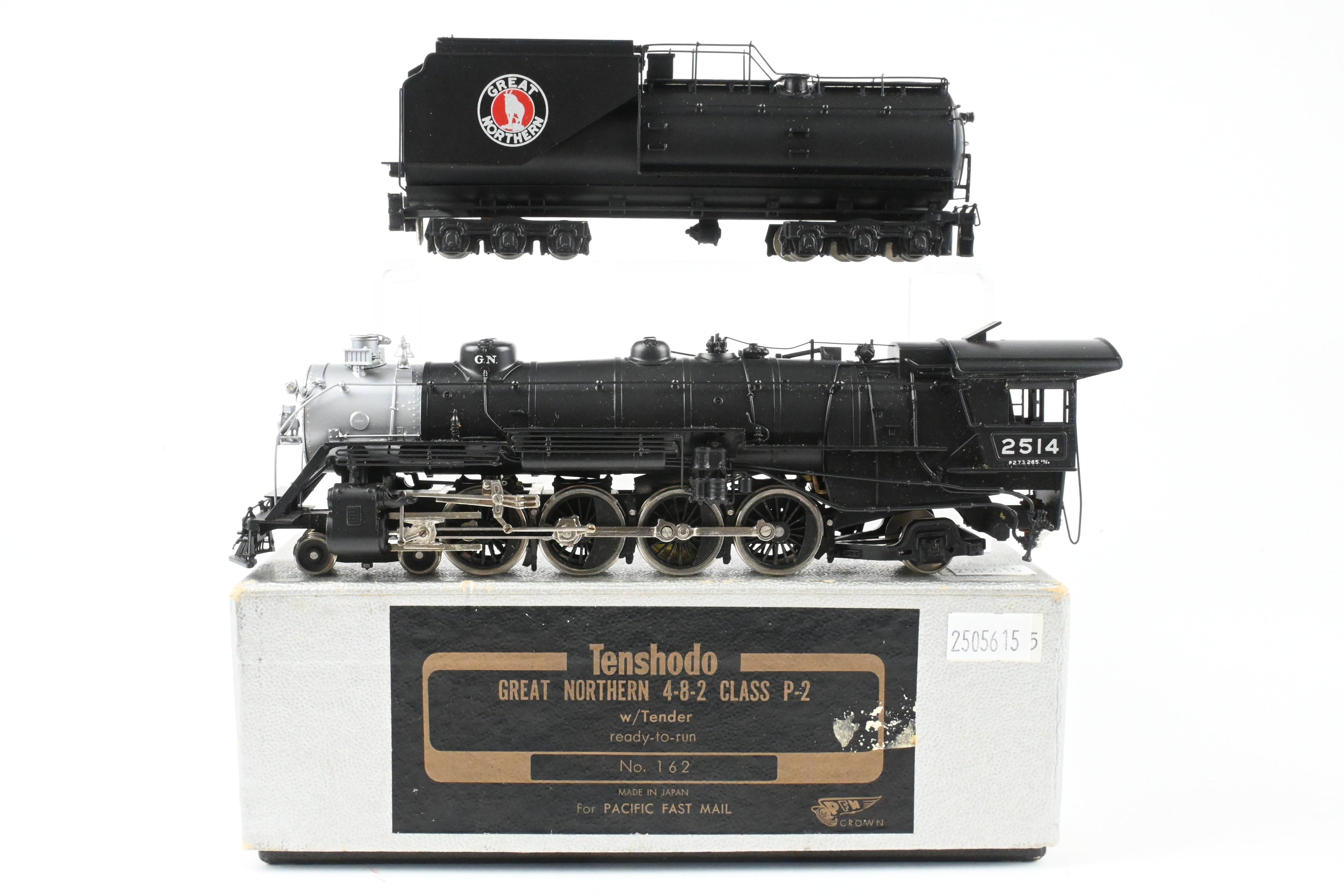 HO Scale Brass Tenshodo GN - Great Northern 4-8-2 Class P-2 Factory Painted Crown Series Steam Locomotive Model #2514