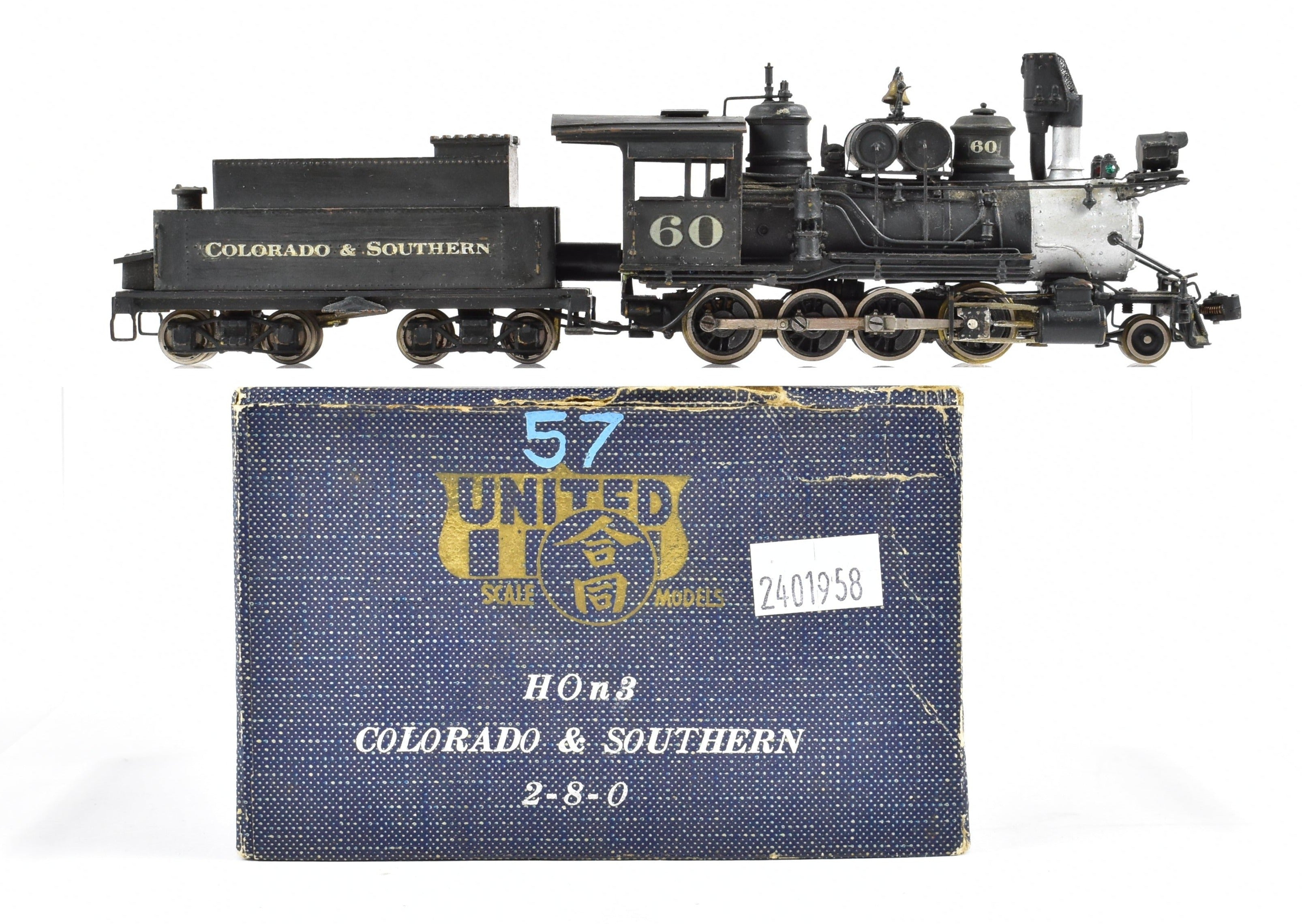 HOn3 Scale Brass Pacific Fast Mail (PFM) Model Train - United C&S - Colorado & Southern #60 2-8-0 Custom Painted Locomotive