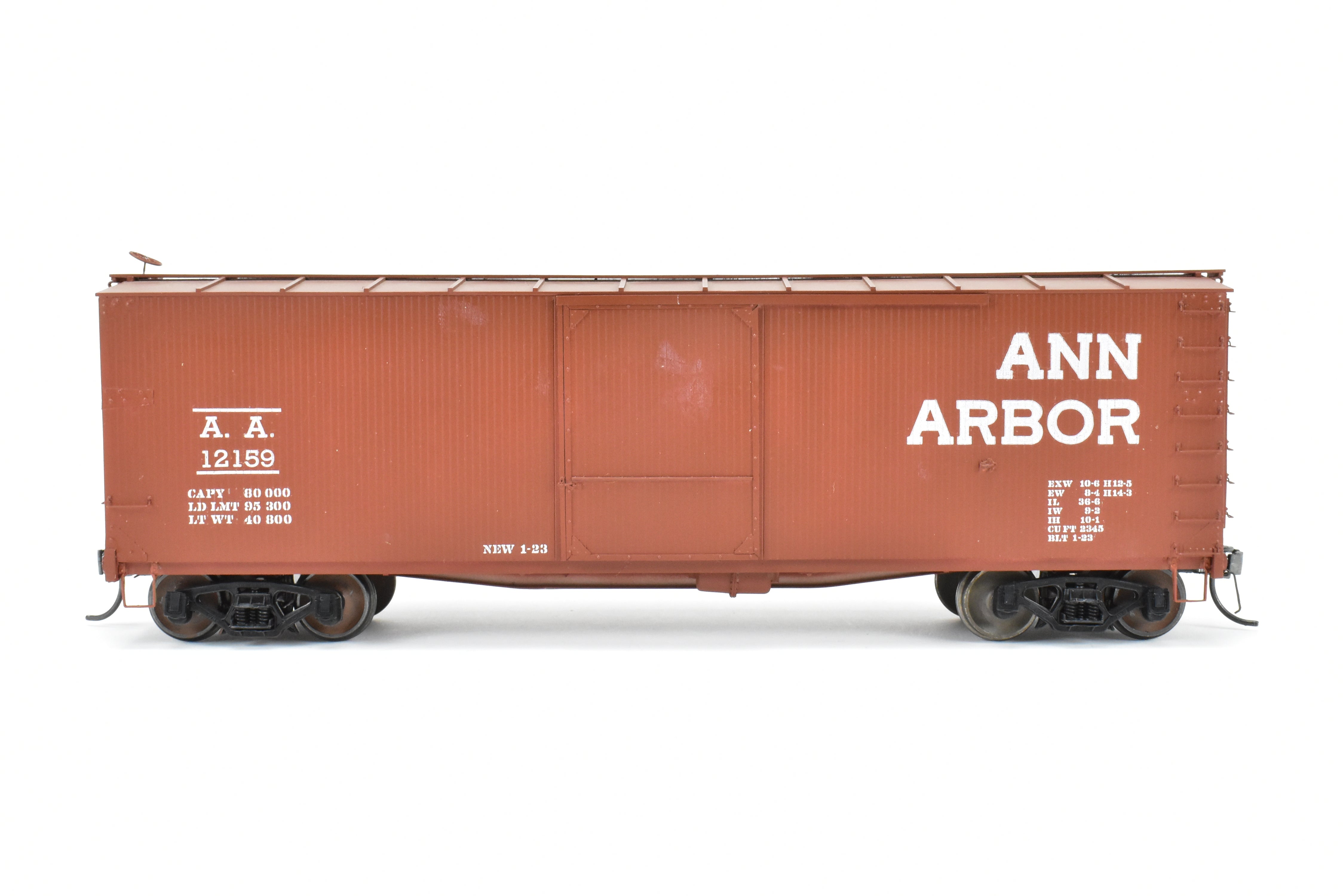O Scale Model Train Collectible: Rails Unlimited Ann Arbor Custom-Built and Painted 40' USRA Double Sheath Boxcar