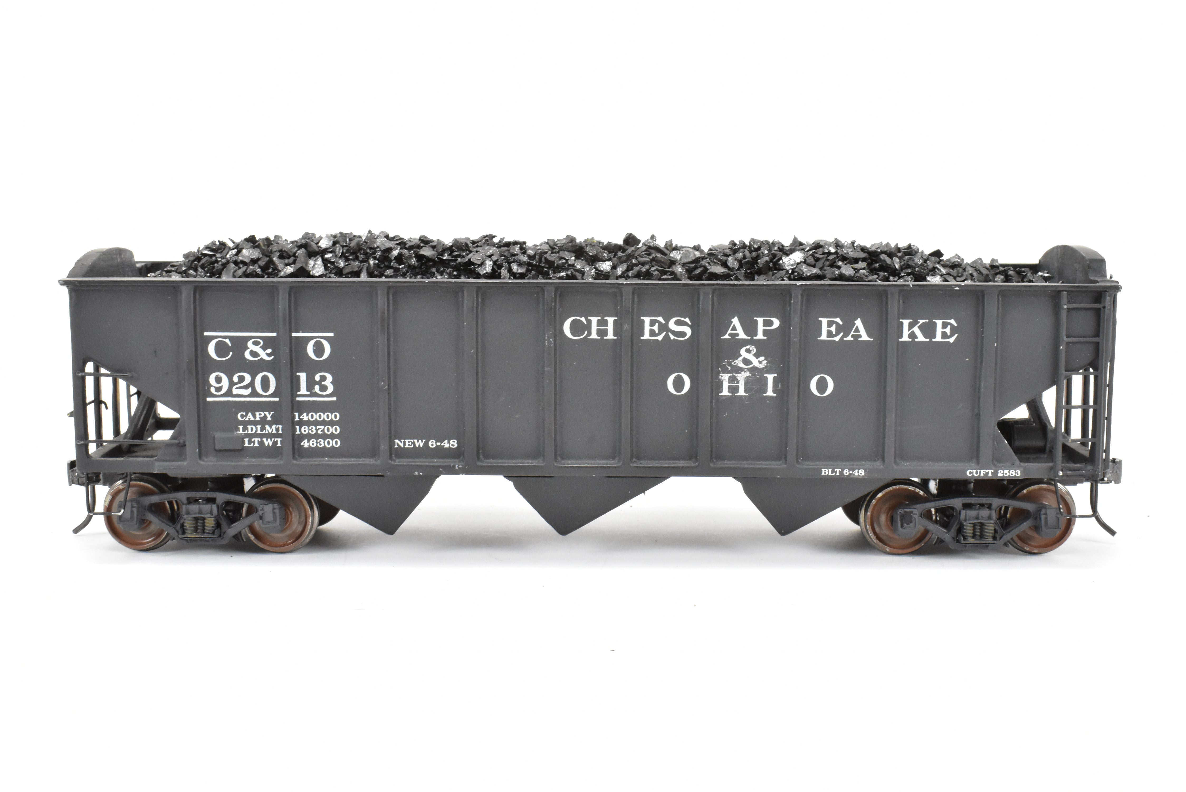 O Scale Brass Model Train - US Hobbies C&O (Chesapeake & Ohio) ACF Welded Triple Hopper, Custom Painted with Number 92013 and No Original Packaging