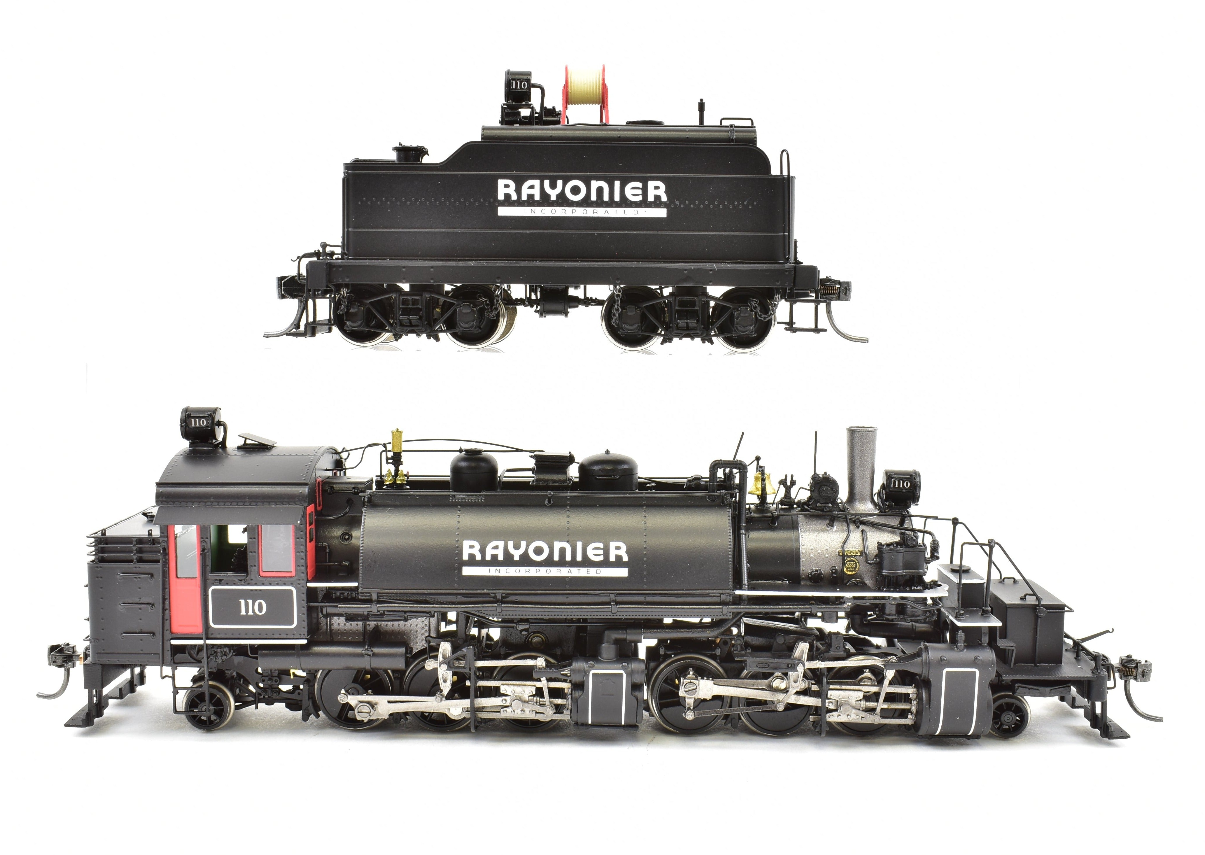 High - Quality HO Scale Brass Division Point (DVP) Baldwin Logging Mallet Steam Locomotive #110 2 - 6 - 6 - 2T with Auxiliary Tender - The Last Available Model from Rayonier Incorporated