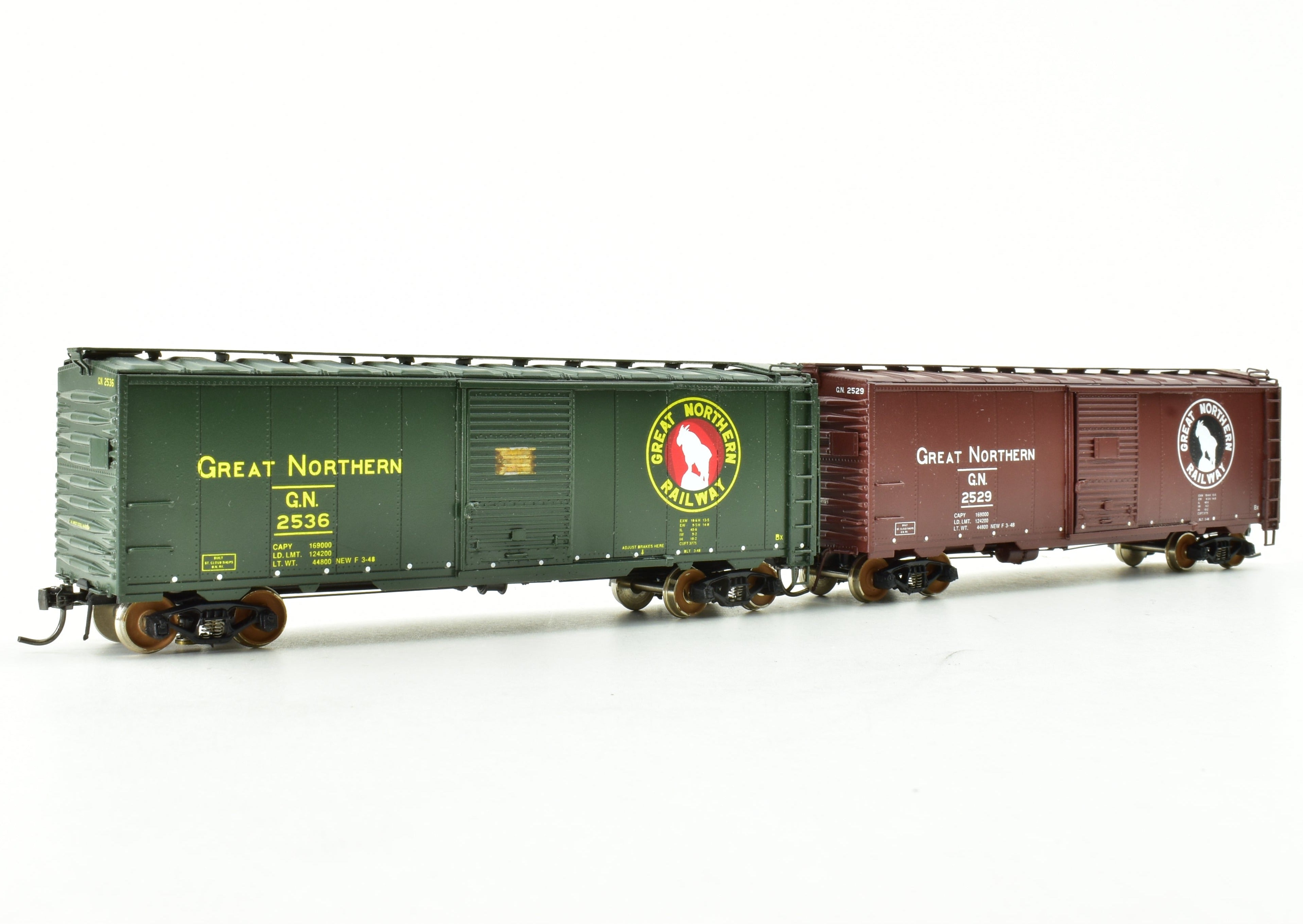 HO Scale Brass Precision Scale Co. (PSC) Great Northern (GN) 40-Foot Single Door Boxcars (Set of 2) - Without Original Boxes