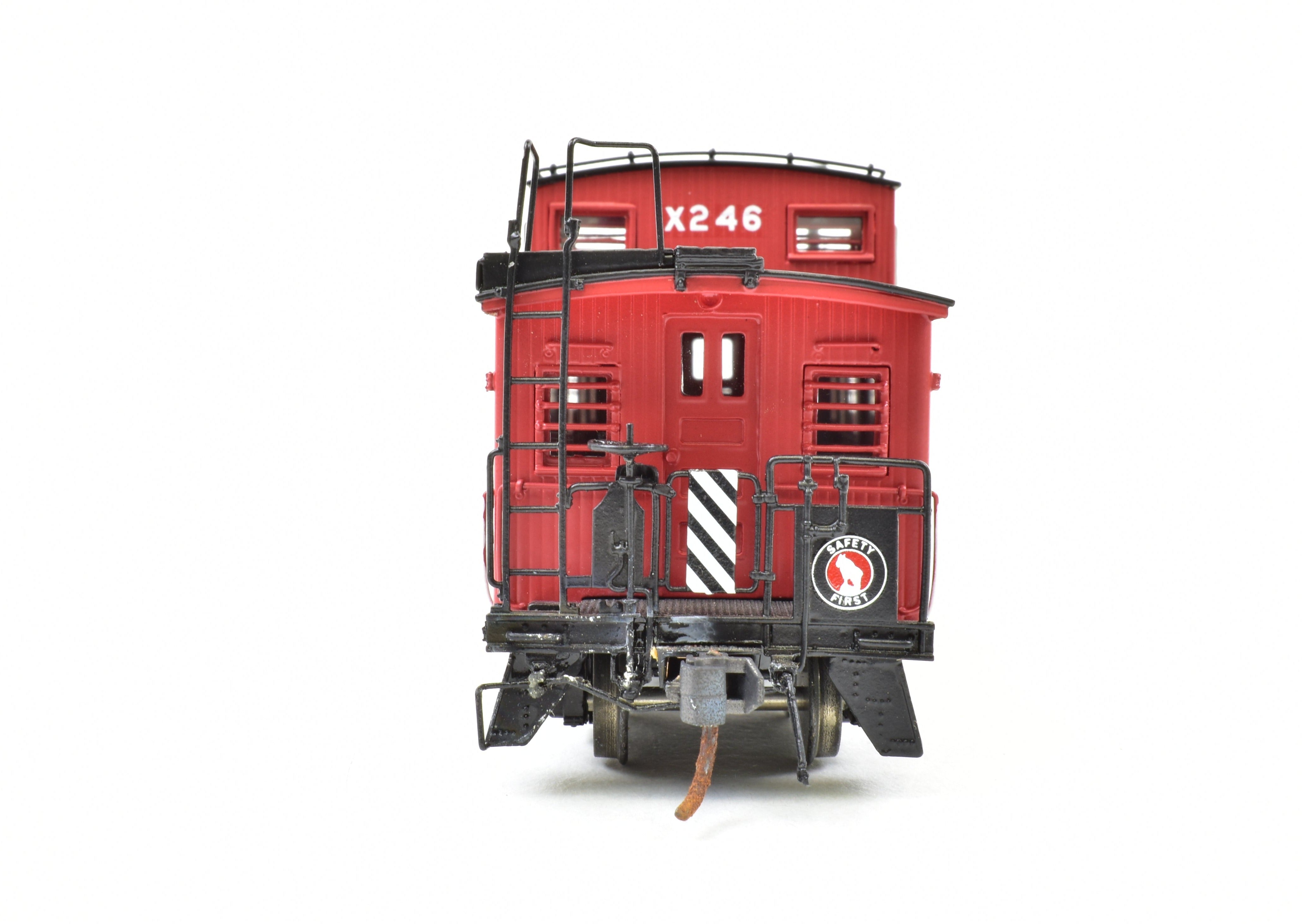 HO Scale Brass Model Train Caboose by Overland Models, Inc. (OMI) - Great Northern 30-Foot Wood Caboose, Factory Painted with Road Number X246