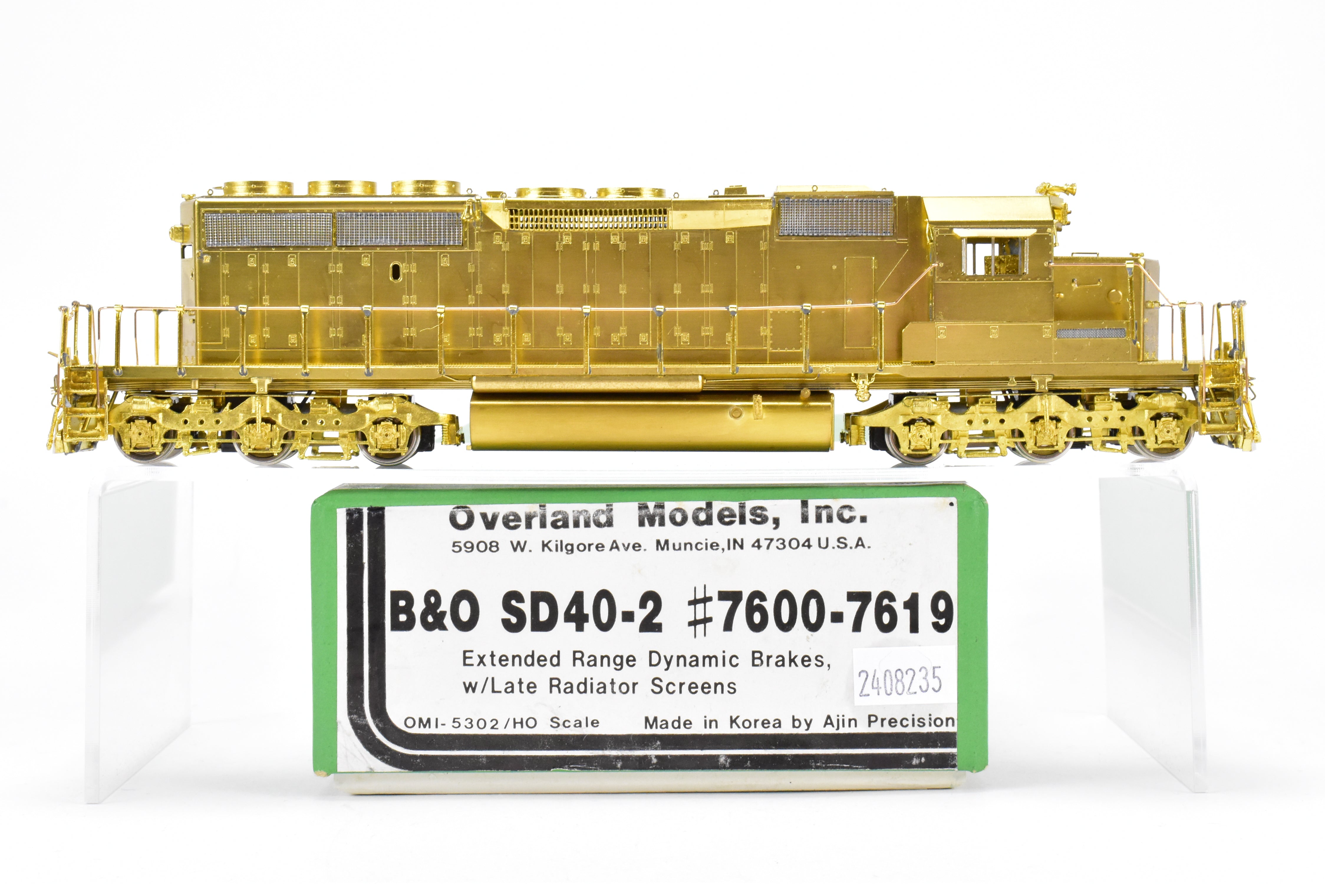 HO Scale Brass Model Trains by Overland Models Inc. - Baltimore & Ohio EMD SD40 - 2 Locomotives Nos. 7600 - 7619 with Extended - Range Dynamic Brakes and Late - style Radiator Screens