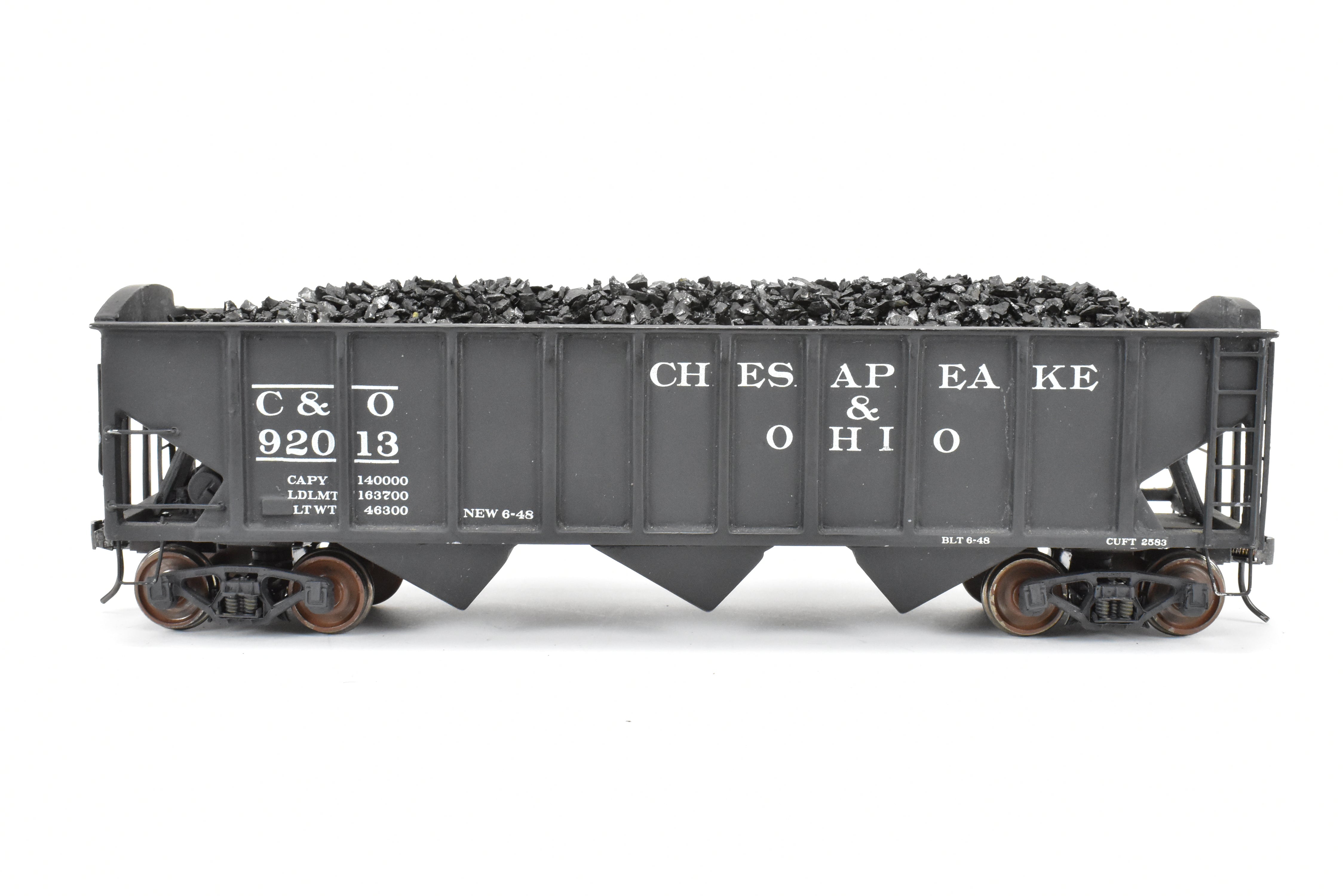 O Scale Brass Model Train - US Hobbies C&O (Chesapeake & Ohio) ACF Welded Triple Hopper, Custom Painted with Number 92013 and No Original Packaging