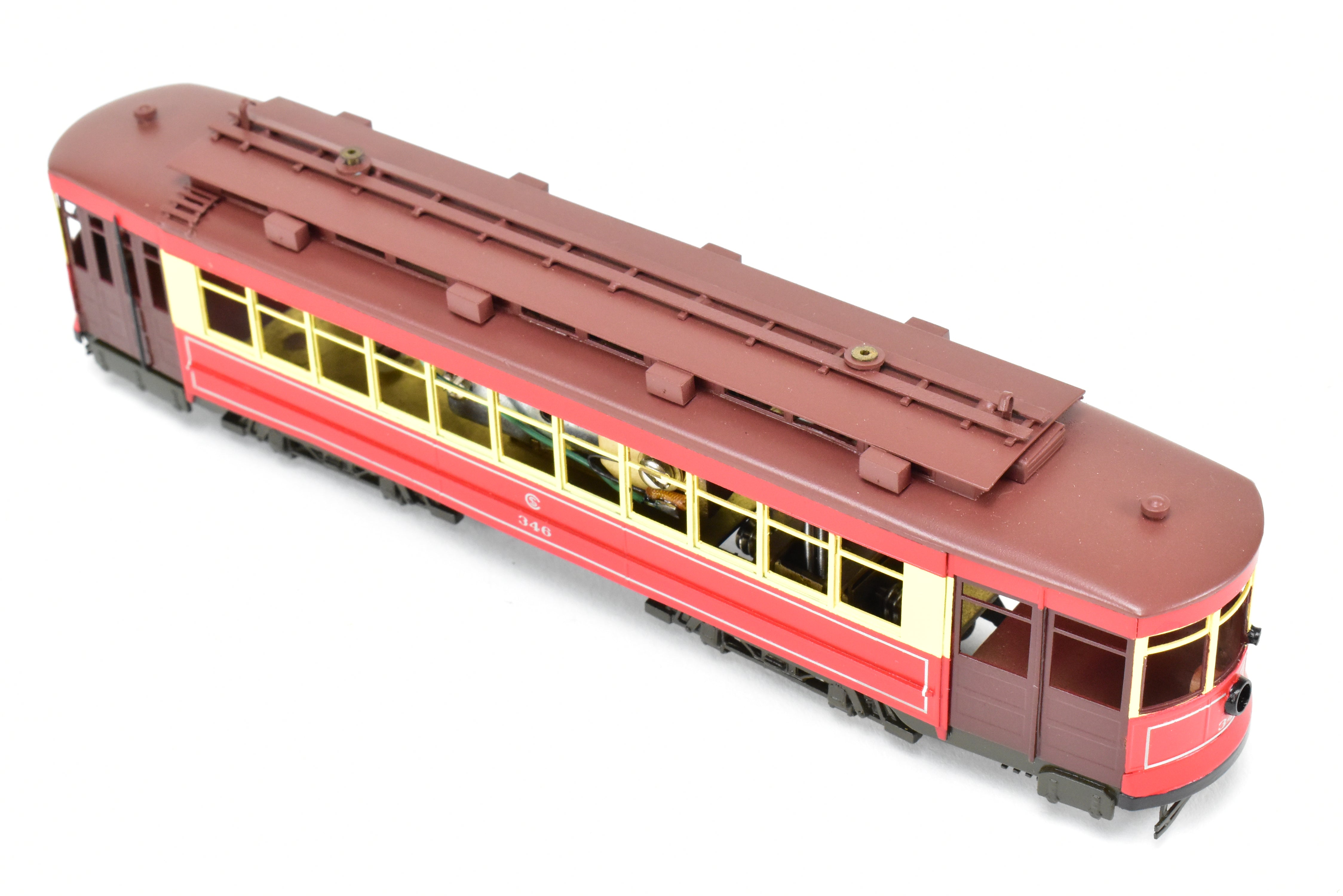 HO Scale Brass Chicago Surface Lines Big Brill Car Model - Fairfield Models 346 CSL, Custom Painted with 4 Vents, Road Number 346