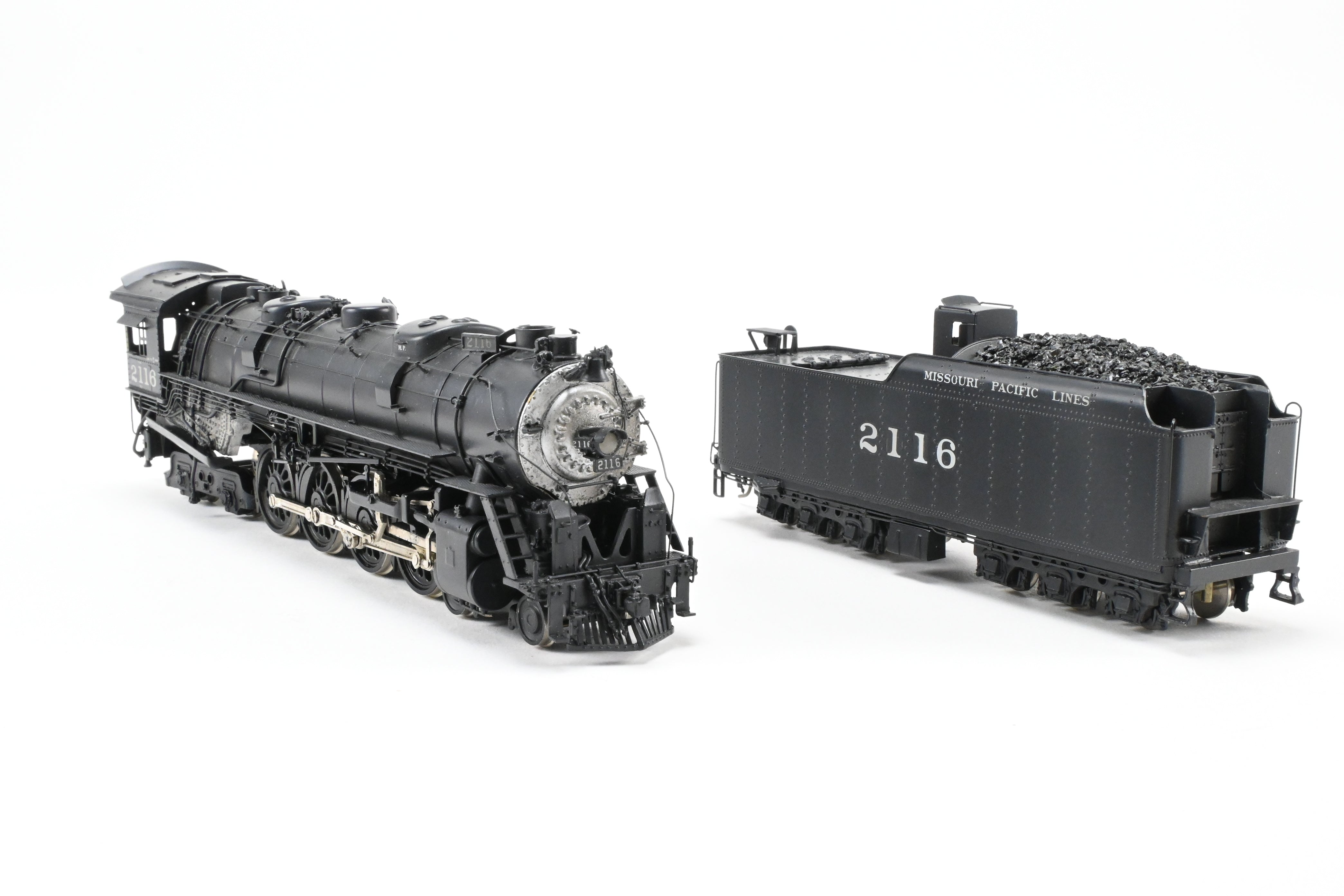 HO Scale Custom-Built Brass Model Train: Missouri Pacific 2100 Series 4-8-4 Locomotive, Custom Painted as No. 2116, One-of-a-Kind Creation by Joe G. Collias