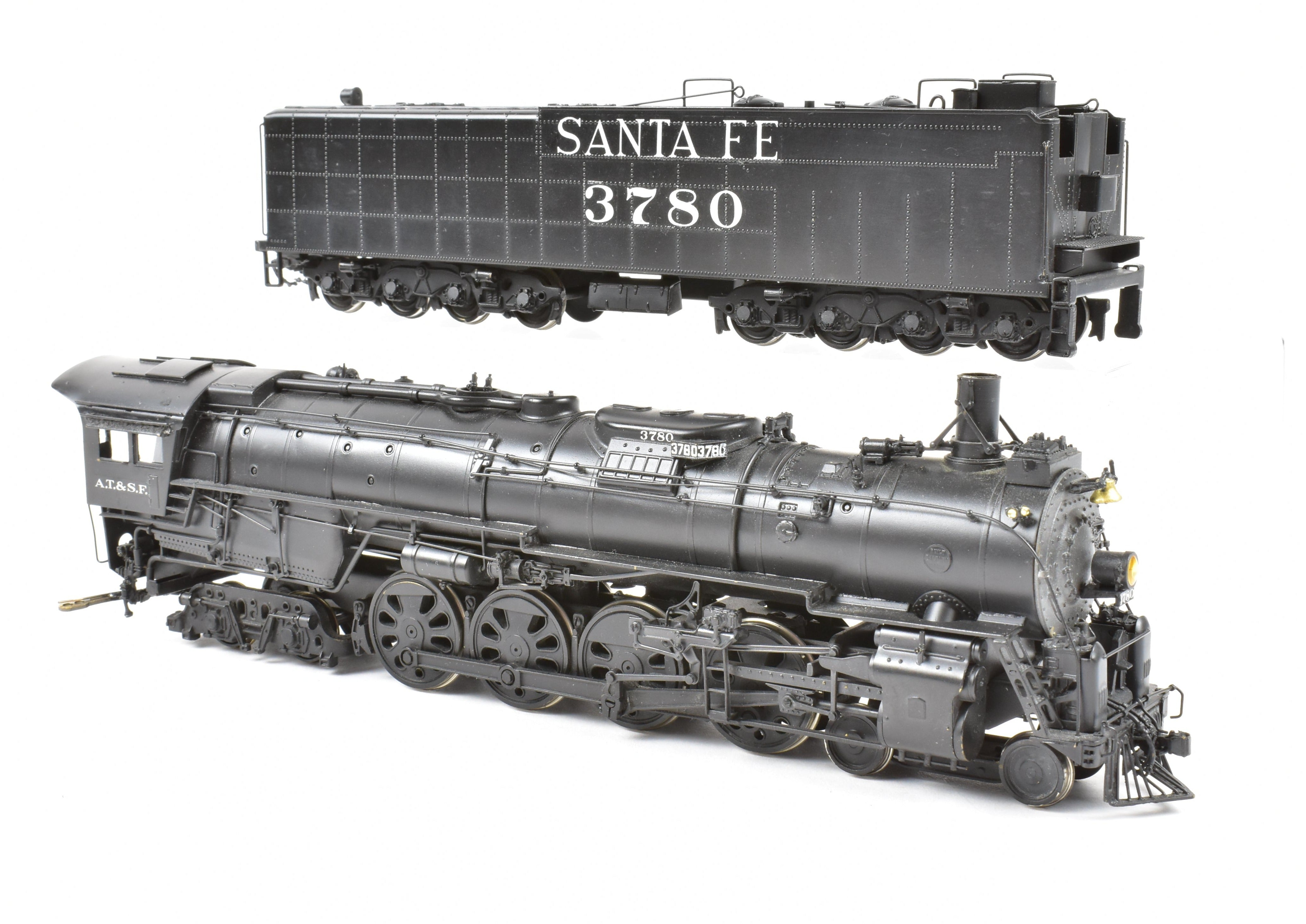 High - Quality HO Scale Brass Model Train CON PFM - United ATSF - Santa Fe 4 - 8 - 4 Northern with Tapered Rods, Custom - Painted Version