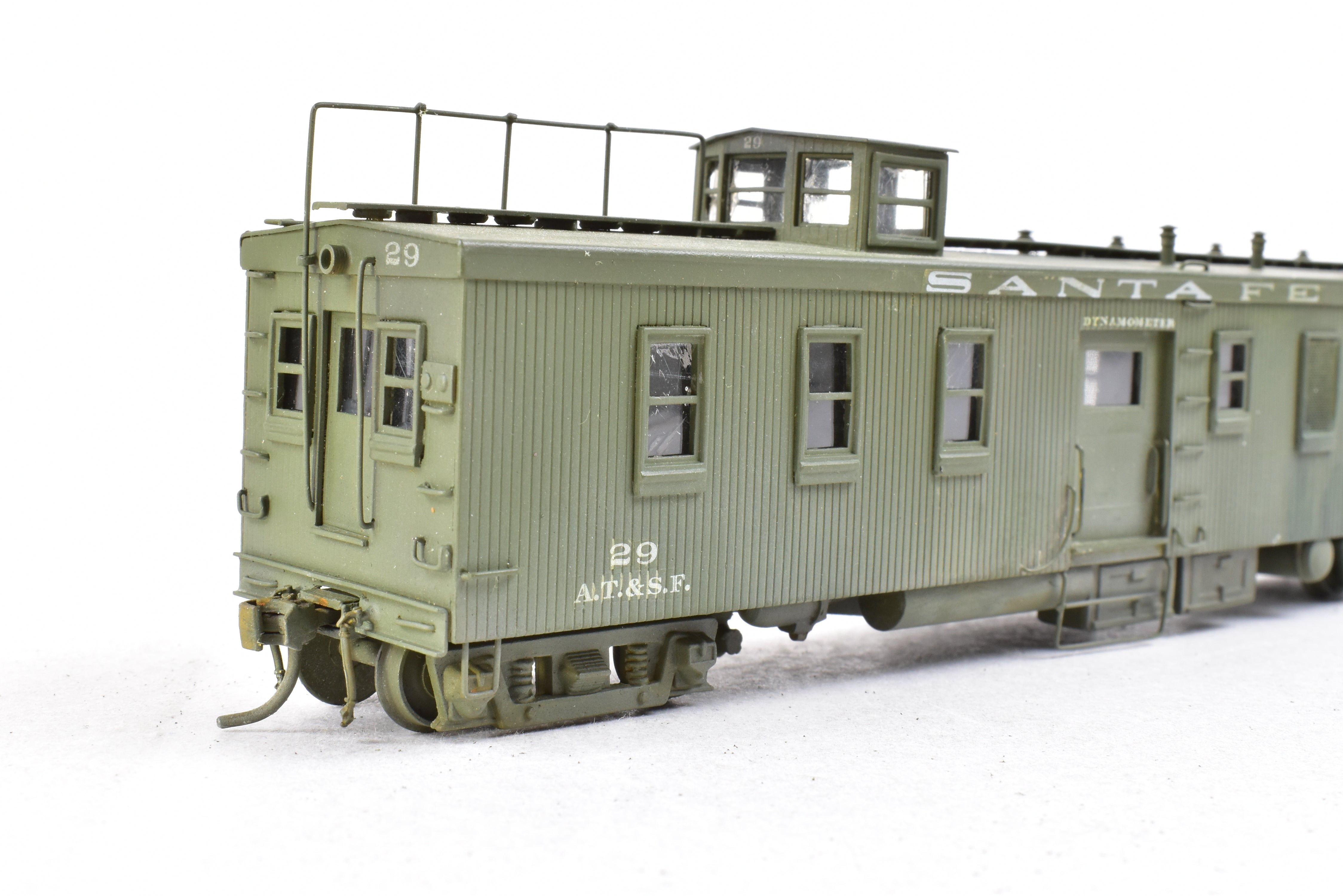 HO Scale Brass Hallmark Models ATSF - Santa Fe Dynamometer Car No. 29, Professionally Custom Painted and Artfully Weathered for Model Train Enthusiasts