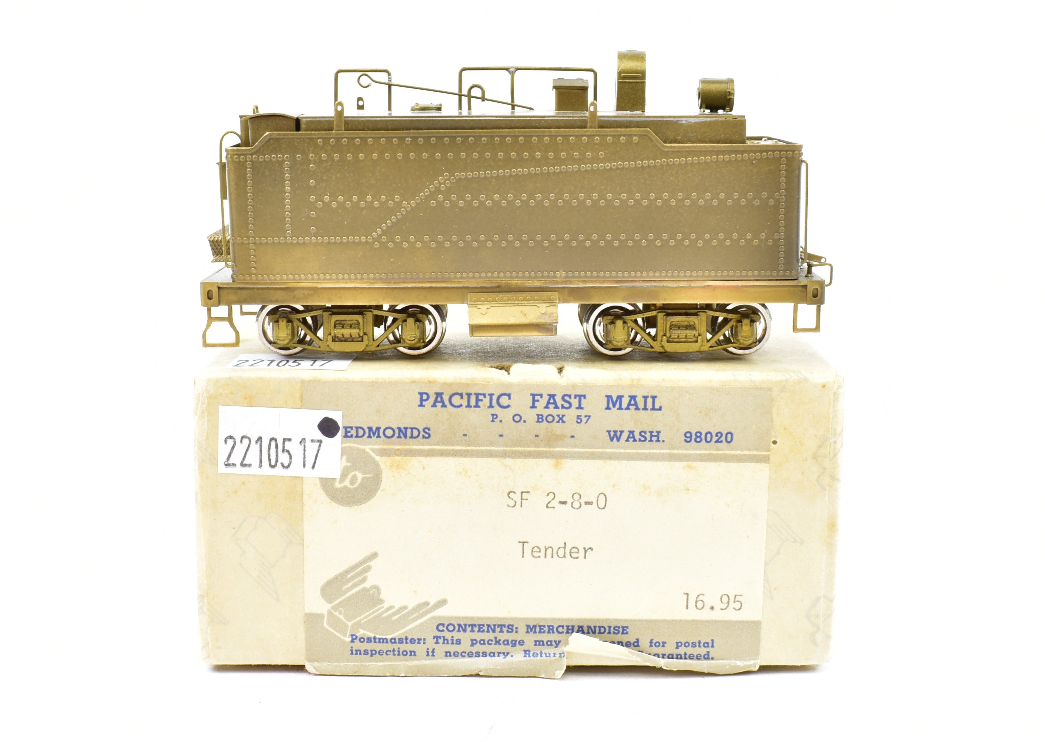 NOS HO Brass PFM United ATSF Santa Fe 2-8-0 Spare Tender
