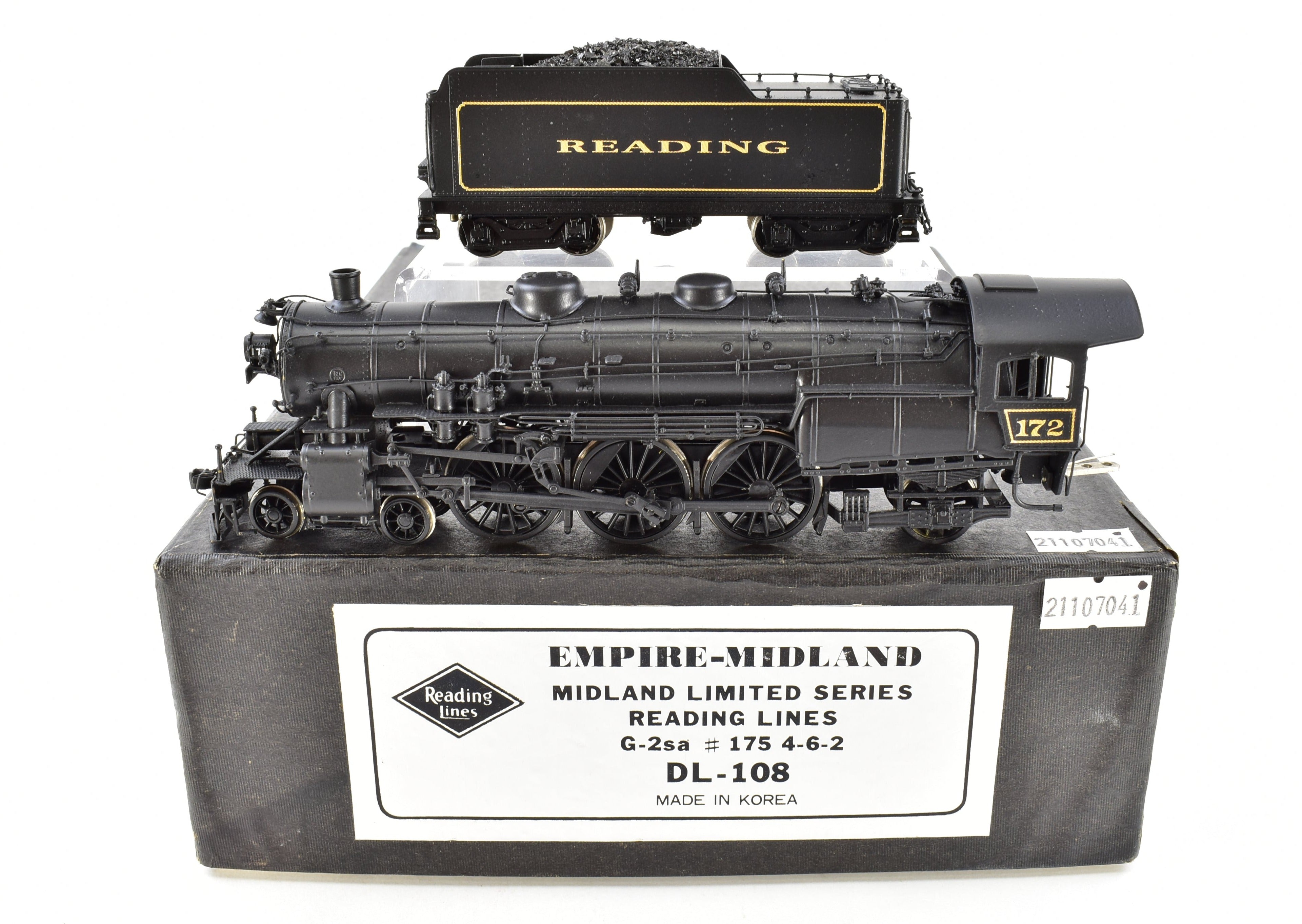 HO Scale Brass Model Train - Empire Midland Reading G2sa #175 4-6-2 Pacific Steam Locomotive CP No. 172 Equipped with Northwest Short Line (NWSL) Gearbox