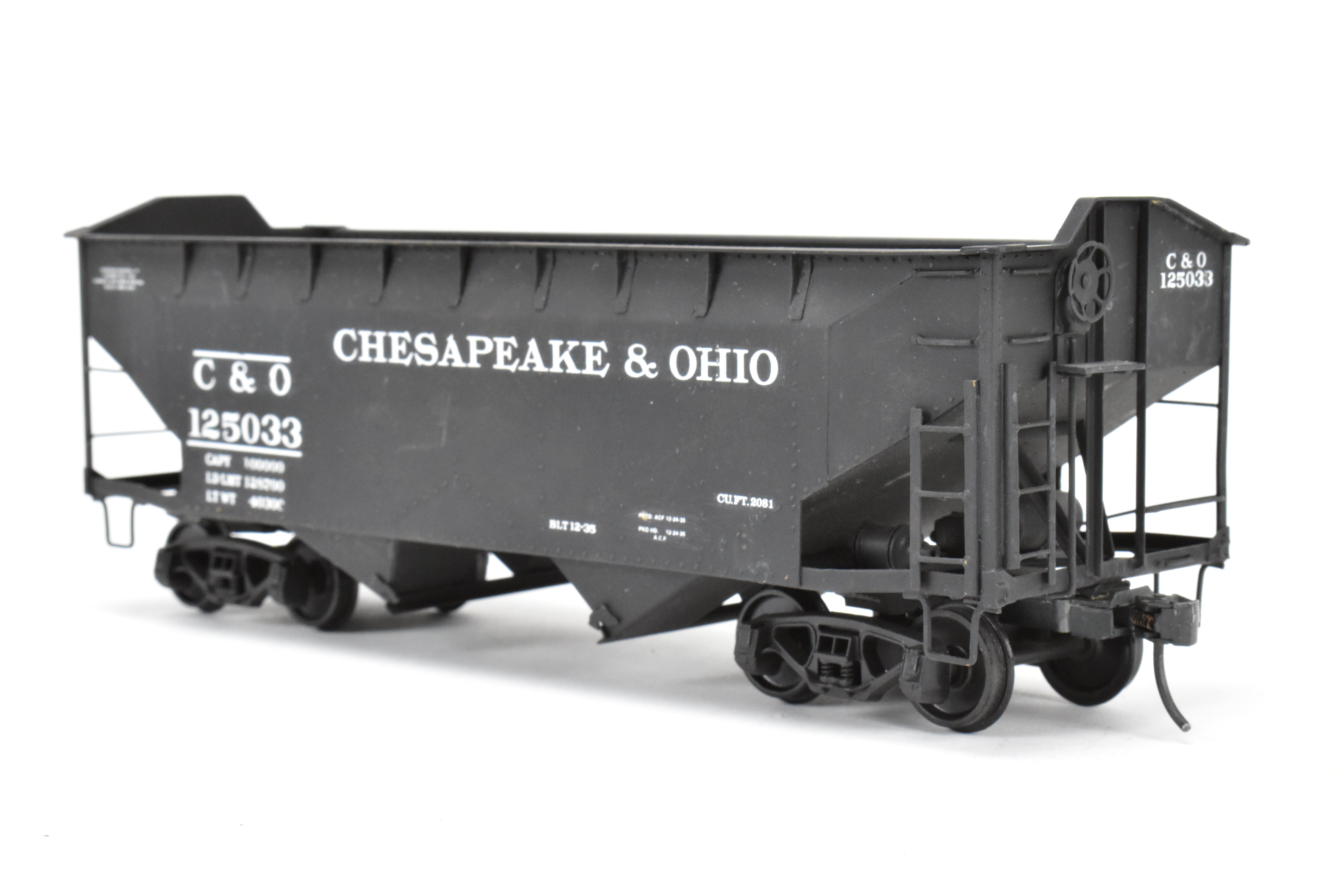 O Scale Custom Painted C&O Brass US Hobbies 2 Bay Hopper No. 125033