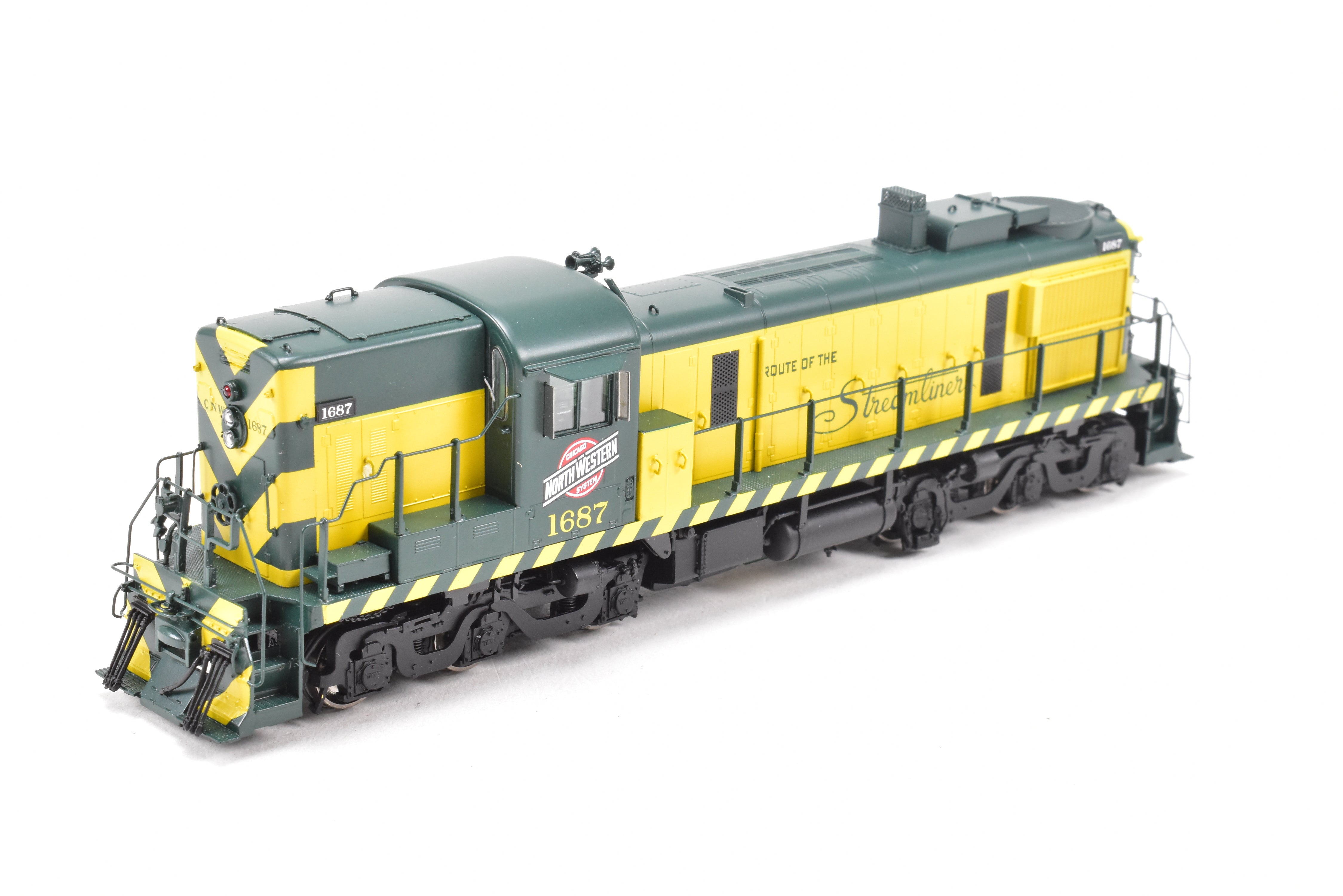HO Scale Brass Model Train by Overland Models, Inc. (OMI) - Chicago & North Western ALCO RSD - 5 Phase III Hammerhead FP #1687 with Tsunami DCC and Sound Function