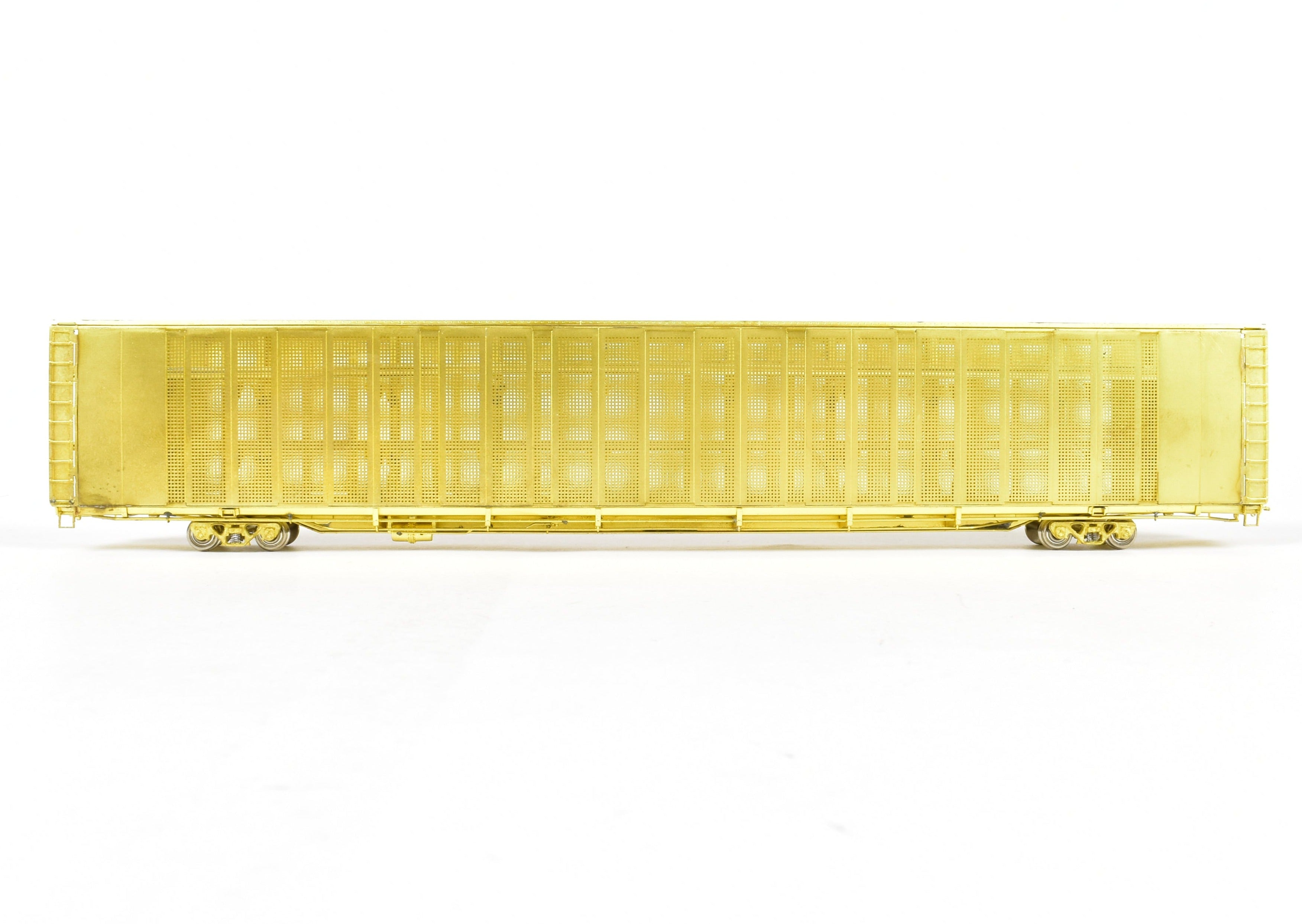 HO Scale Brass Model Safe-T-Pack Auto Rack Tri-Level with Open Top and Open Ends by Overland Models, Inc. for Various Roads including ATSF, FEC, and UP