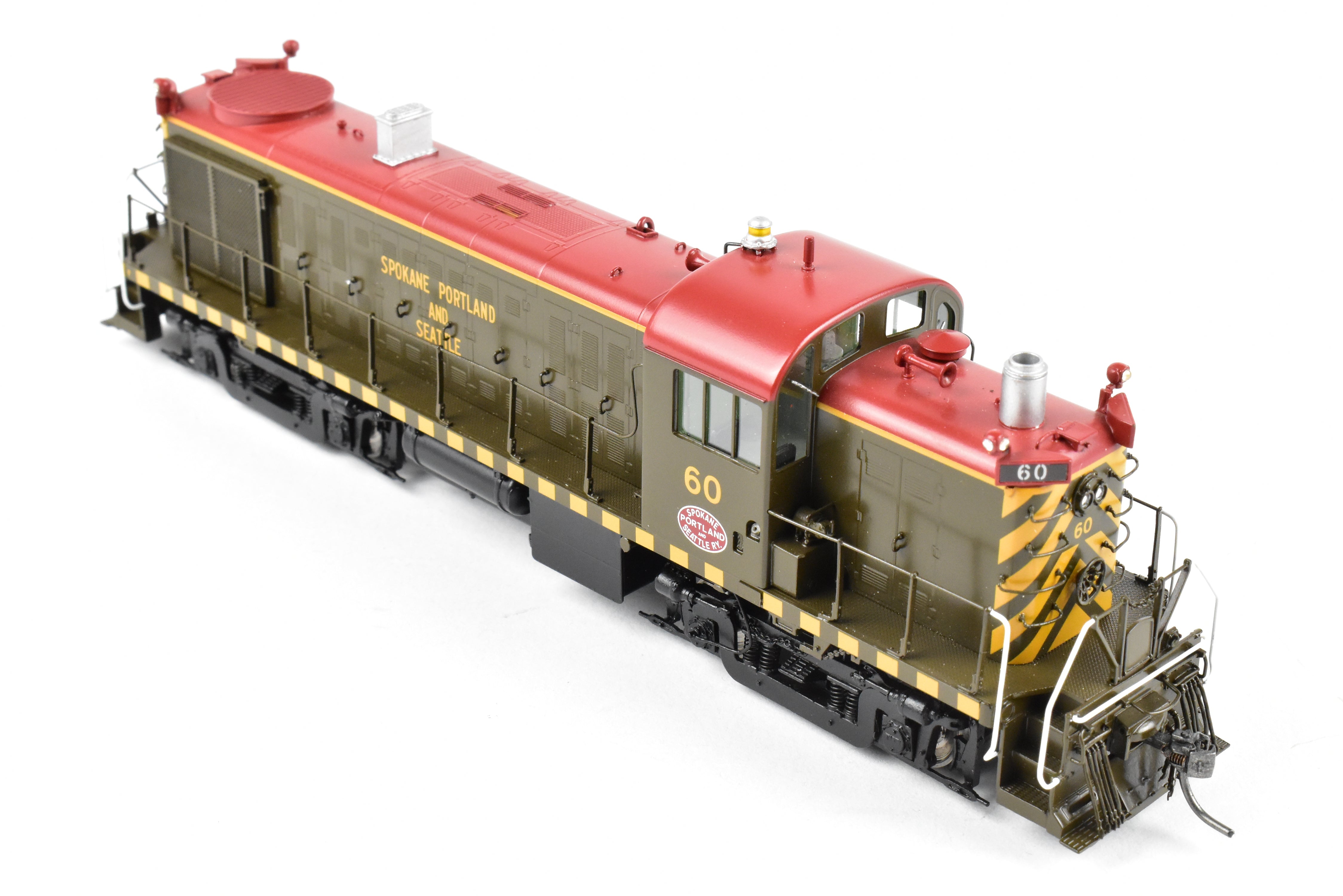 HO Scale Brass Model Train Engine - Division Point (DVP) SP&S (Spokane Portland & Seattle) Alco RS - 2 Factory Painted Tiger - Stripe Engine #60