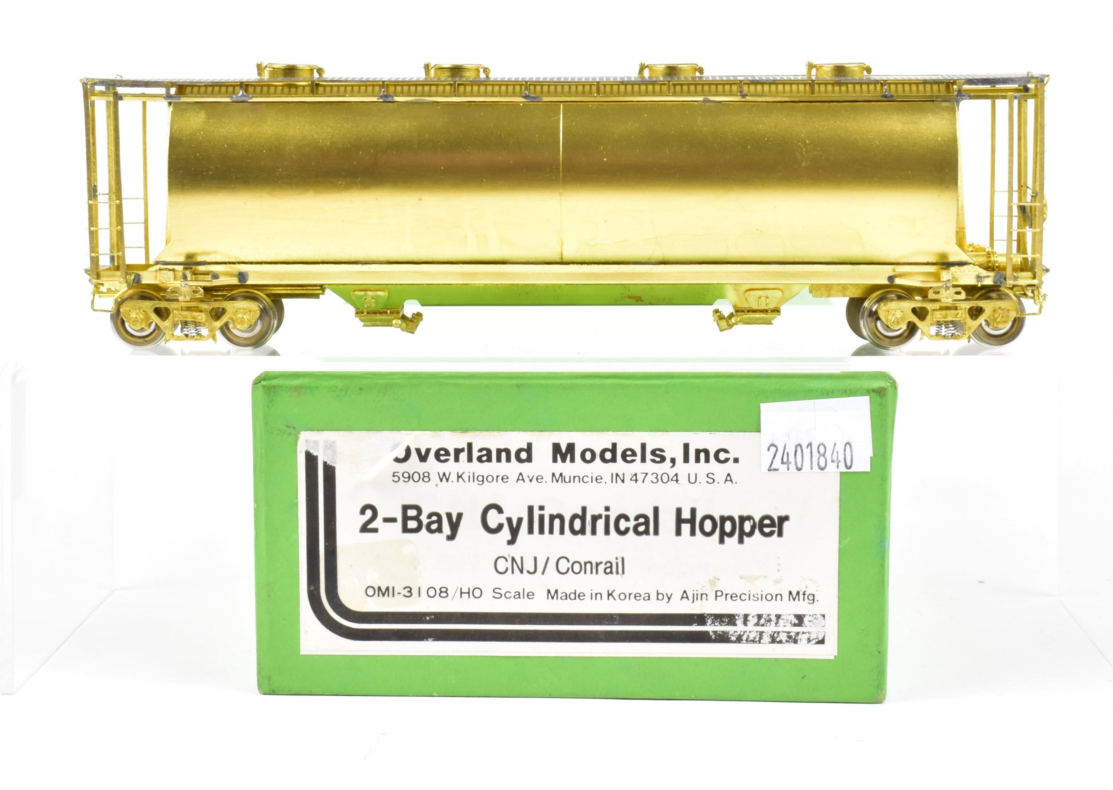 HO Brass OMI - CNJ & Conrail 2-Bay Cylindrical Hopper by Overland Models