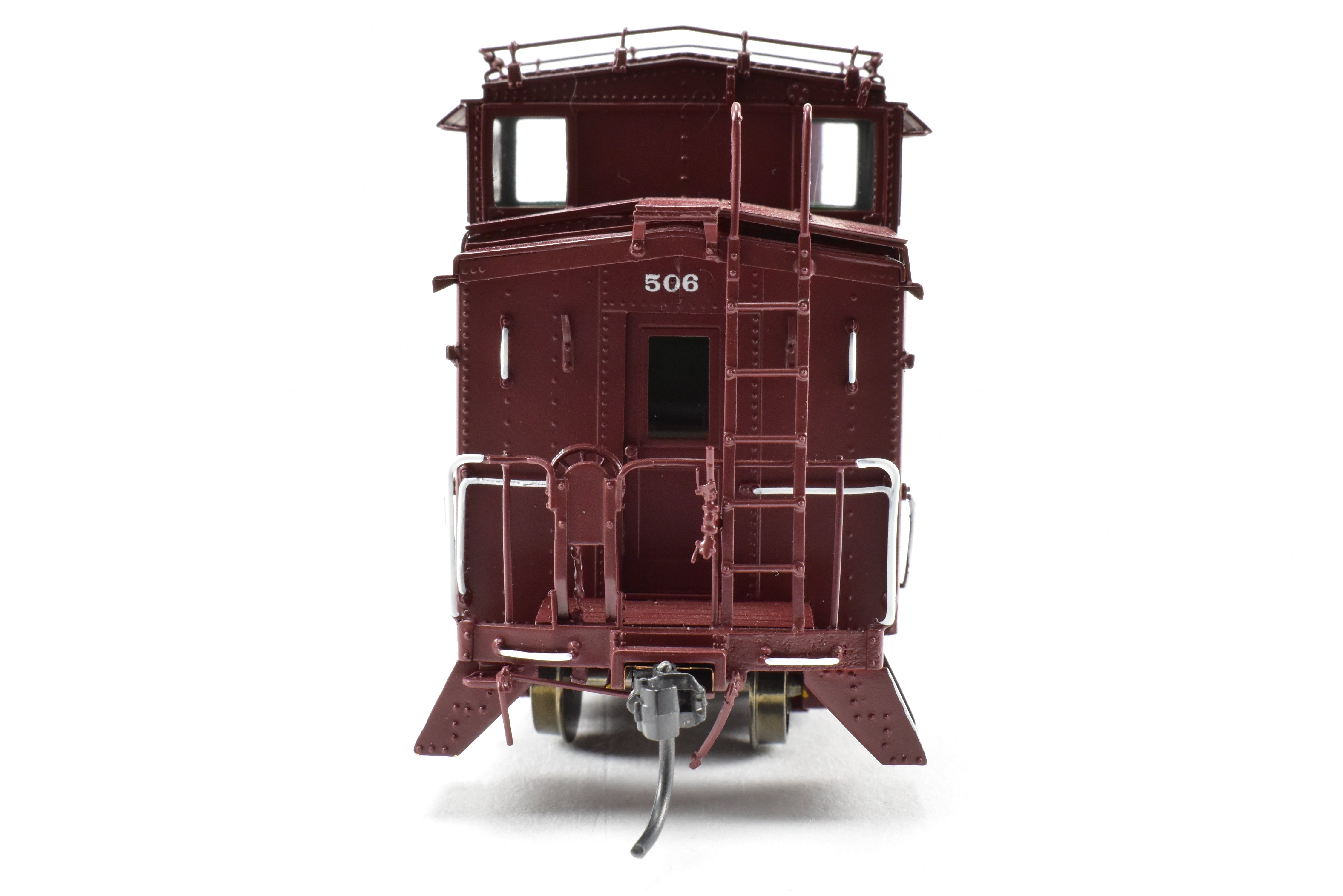 HO Scale Brass Division Point (DVP) Santa Fe Style Peaked Roof Caboose with Antenna and Factory Painted Finish, Road Number FP #506