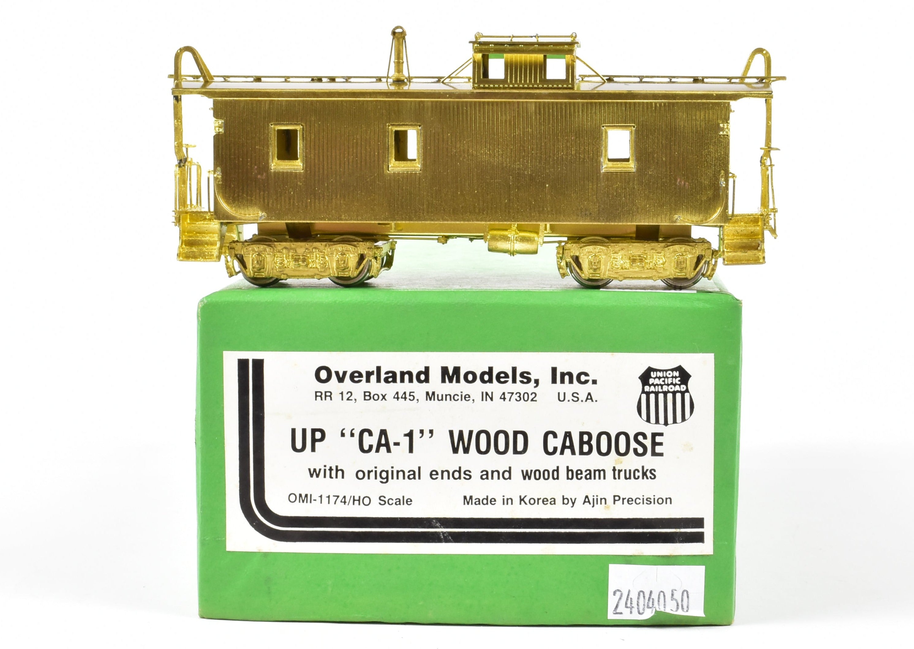 HO Scale Brass Union Pacific CA-1 Wood Caboose Model by OMI - Overland Models, Inc. with Original Ends and Wood Beam Trucks