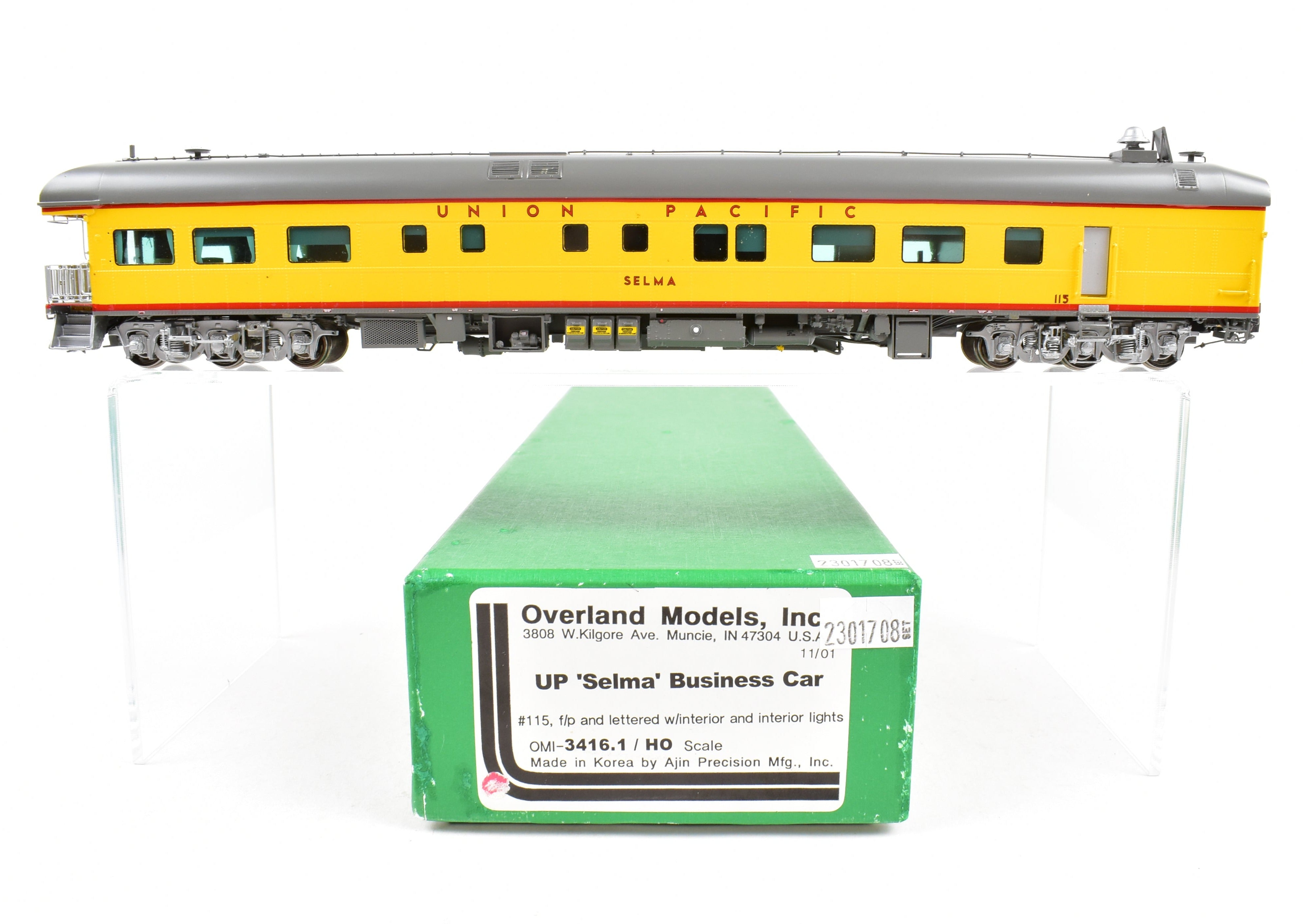 HO Scale Brass Union Pacific Selma Business Car FP No. 115 Model by Overland Models, Inc. (OMI)