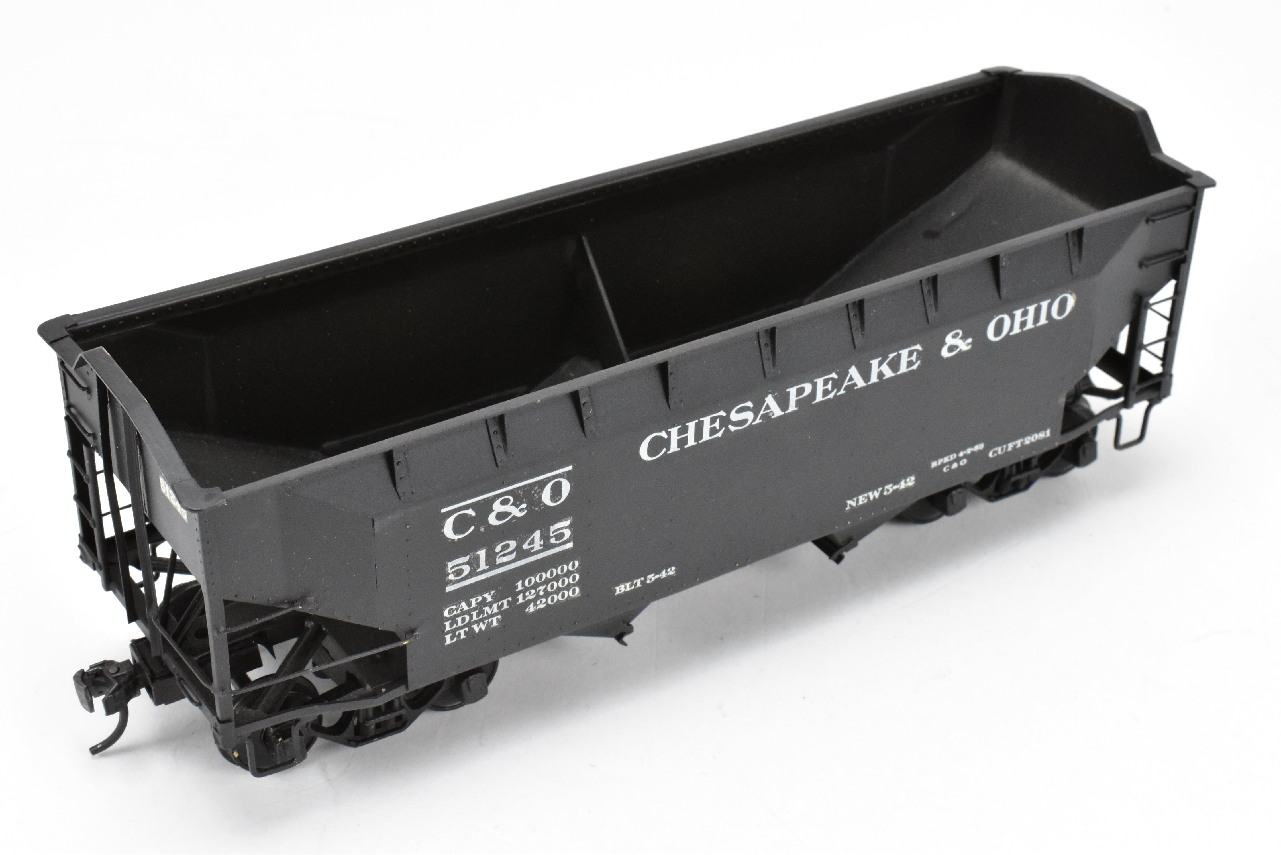 O Scale US Hobbies Brass C&O Offset Side Twin Hopper, Peaked Ends, CP No. 51245