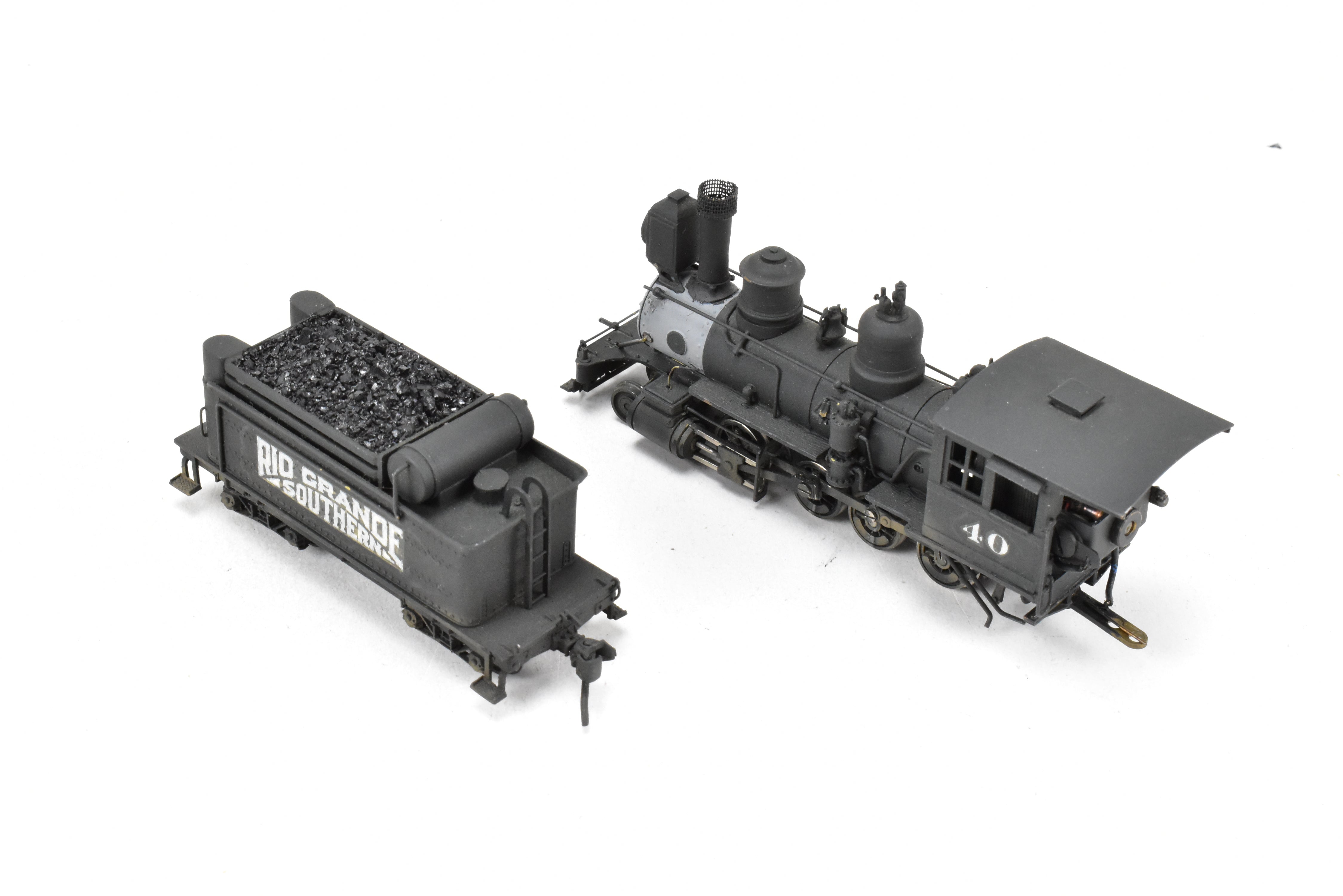 HOn3 Scale Brass Balboa Model Train - Rio Grande Southern C - 19 #40 2 - 8 - 0 Locomotive with Light Weathering and Added Details