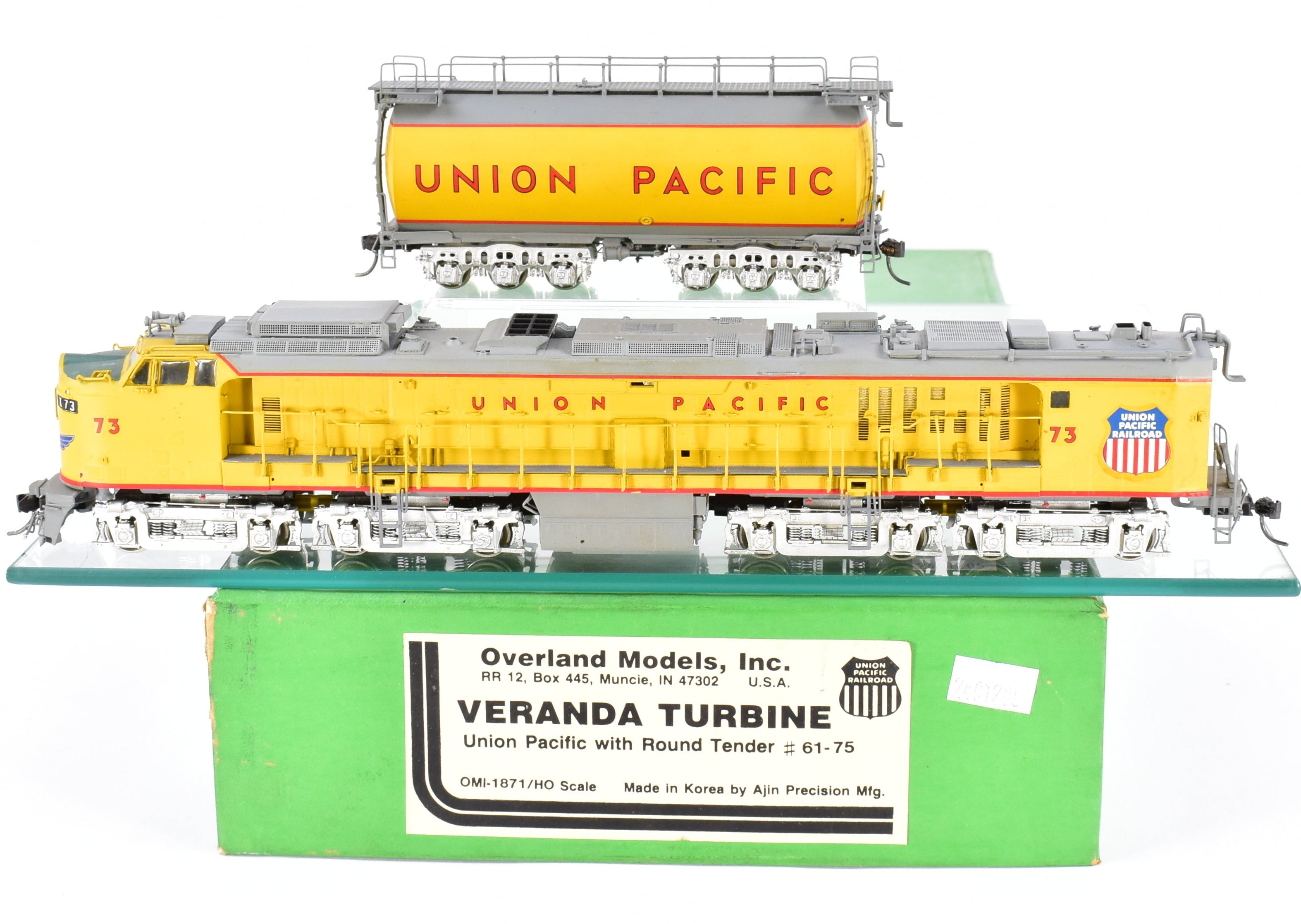 HO Brass OMI UP Union Pacific Veranda Turbine Round Tender #73 Custom Painted