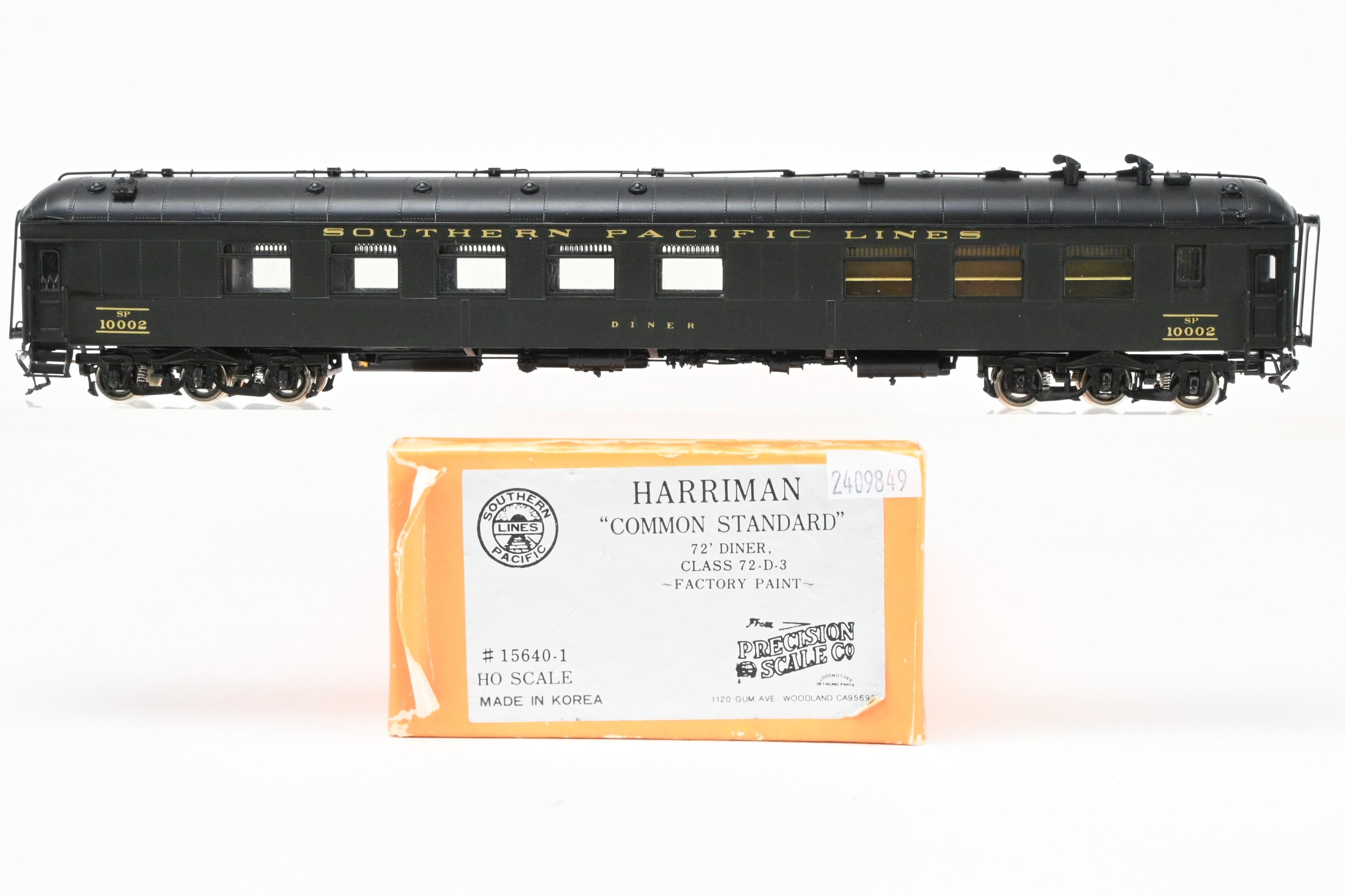 HO Scale Brass Precision Model Train Diner - Precision Scale Co. SP - Southern Pacific Harriman Common Standard 72 - D - 3 Diner FP #10002