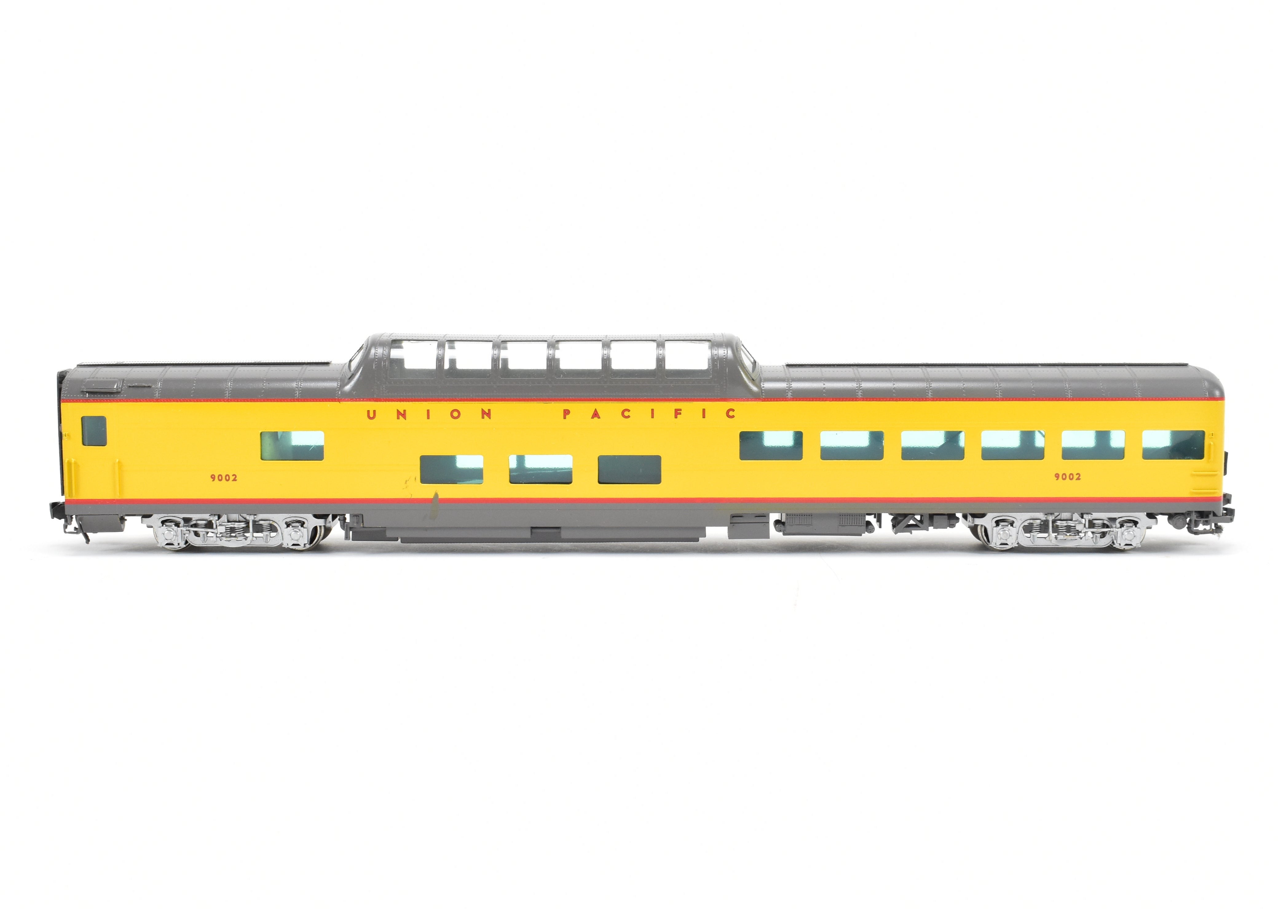 HO Scale Brass Model - Wasatch Model Co. Union Pacific ACF 1955 9000 Series Dome Lounge Observation Car Modified for Mid - Train Service, Car Number #9002