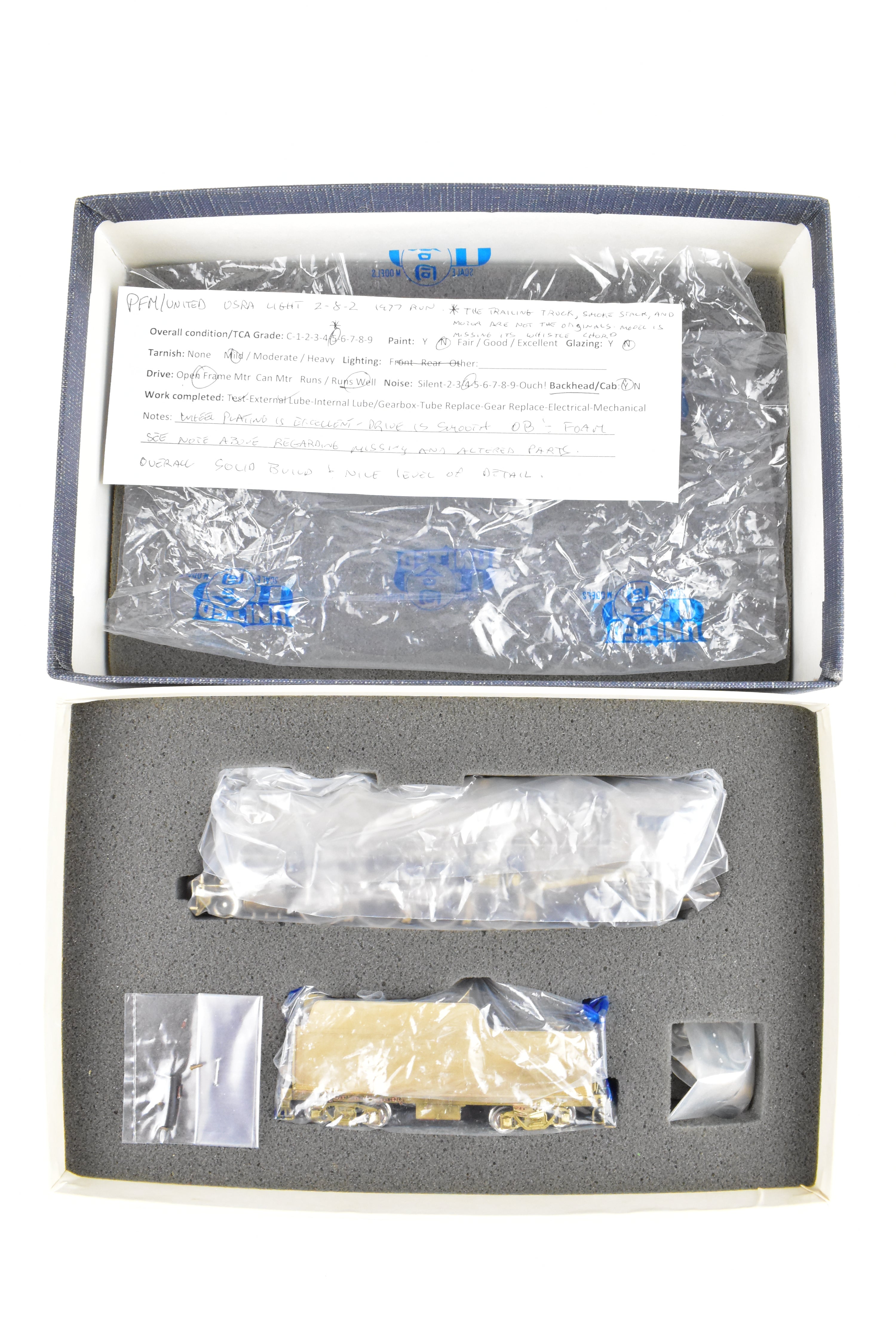 High - Quality HO Scale Brass Pacific Fast Mail (PFM) Model of United States Railway Administration (USRA) 2 - 8 - 2 Light Class Mikado Locomotive from 1977 Run, Sold As - Is