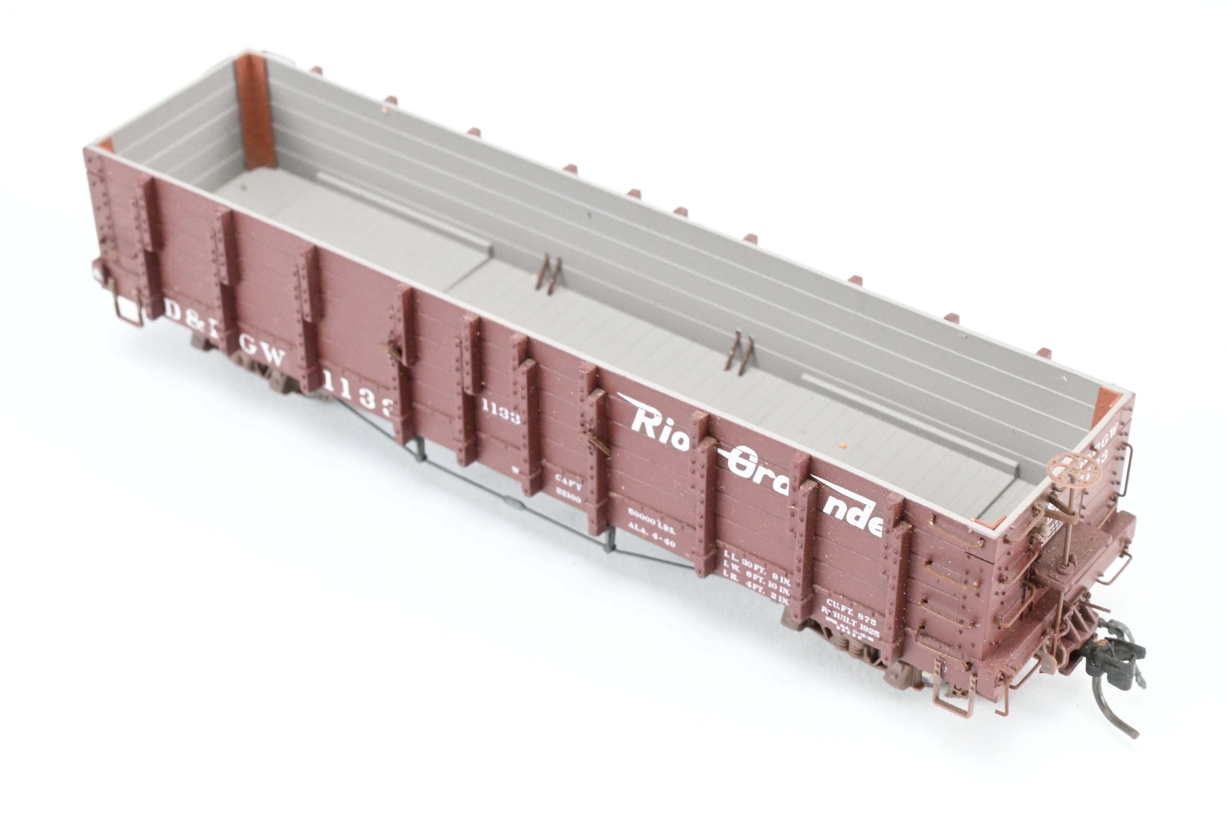 HOn3 Blackstone Models D&RGW Brown High Side Gondola No. 1133 with Flying Grande Herald