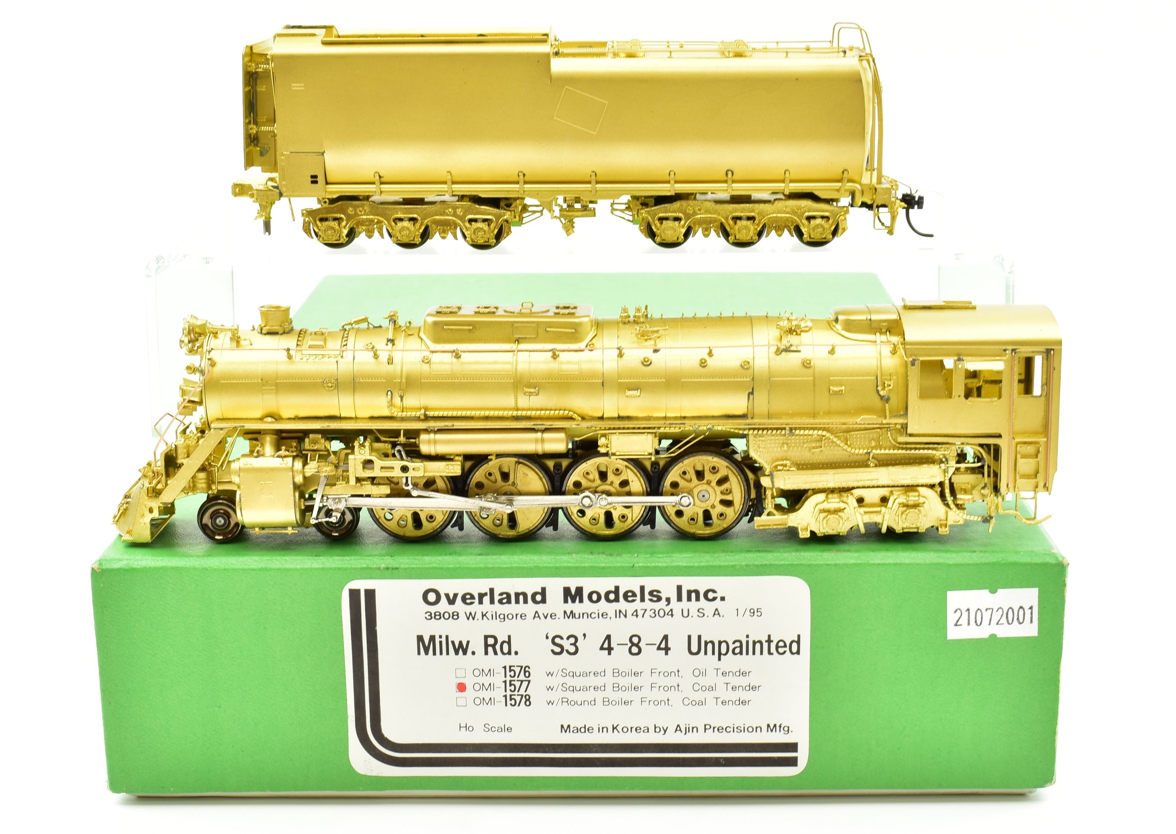 HO Scale Brass Model Train - Overland Models, Inc. MILW - Milwaukee Road S-3 4-8-4 Steam Locomotive with Squared Boiler Front