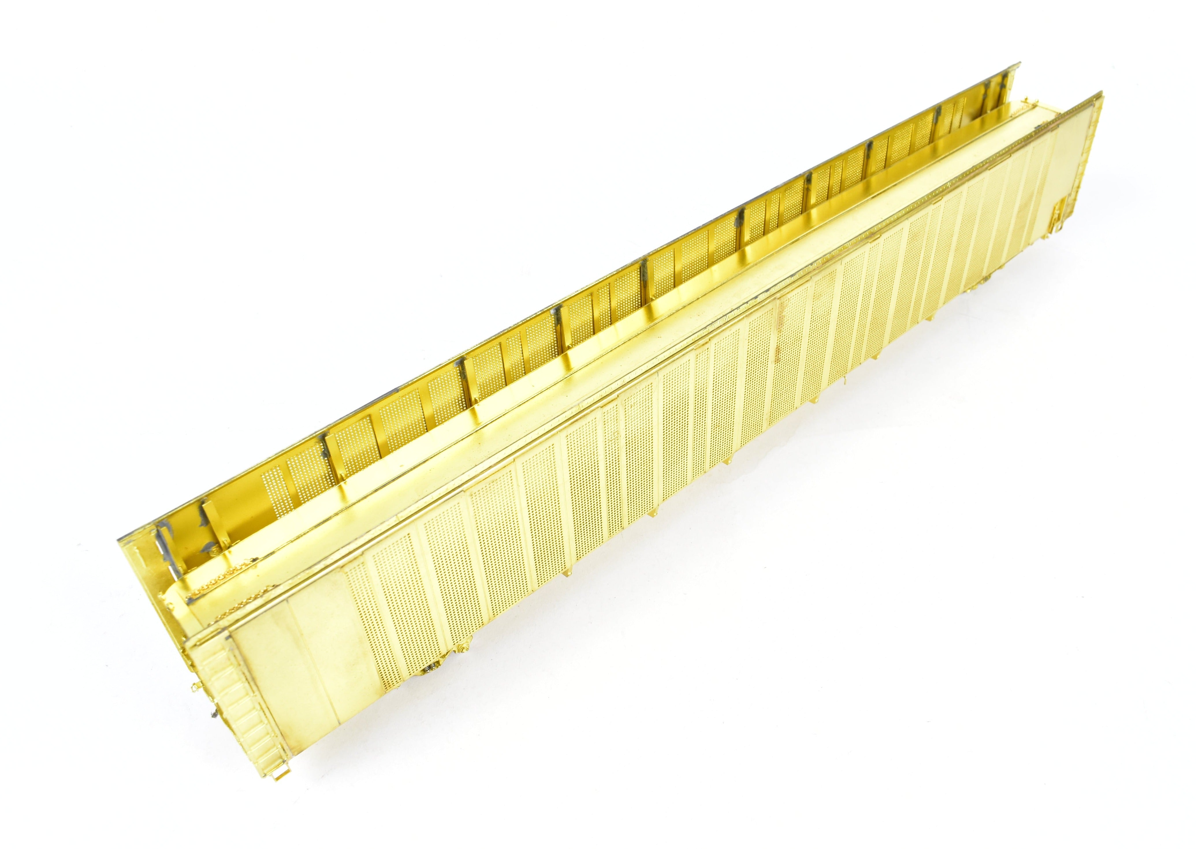 HO Scale Brass Model Safe-T-Pack Auto Rack Tri-Level with Open Top and Open Ends by Overland Models, Inc. for Various Roads including ATSF, FEC, and UP