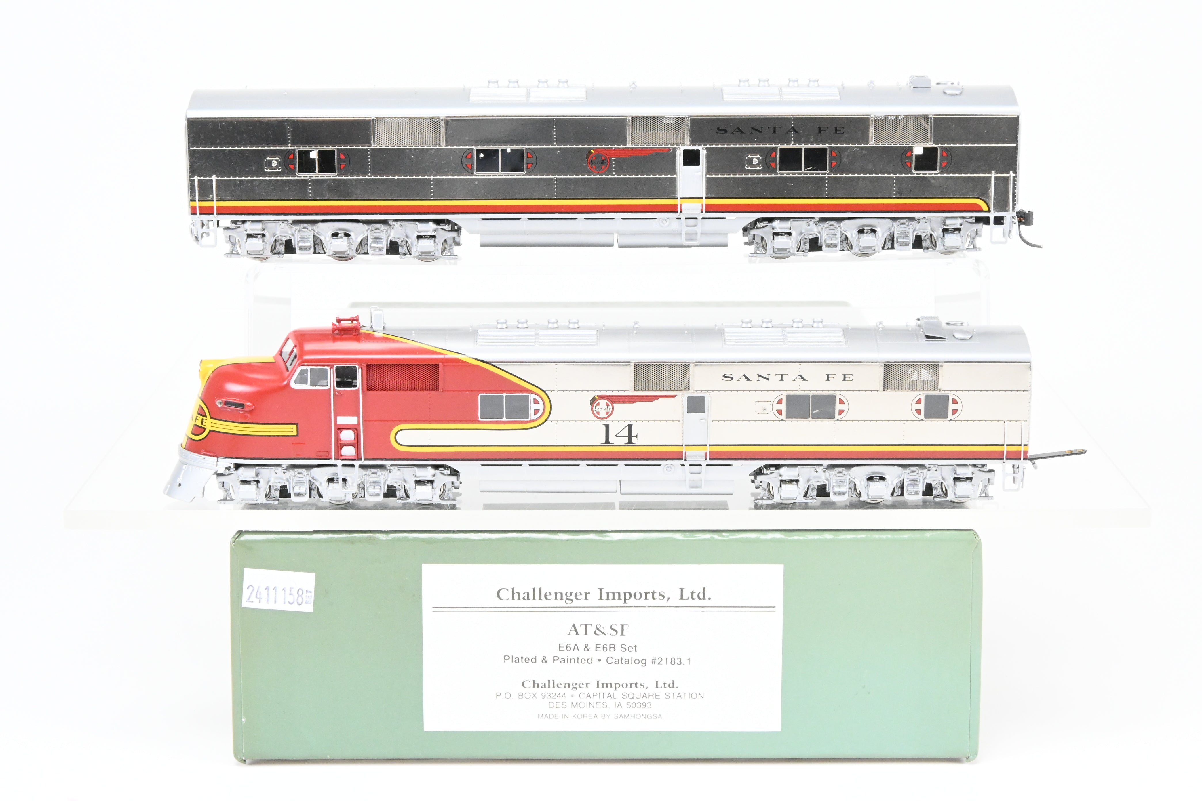 HO Scale Brass Conventional Cylinder - Challenger Imports ATSF - Santa Fe EMD E6 A/B Set with Plating and Painting, No. 14