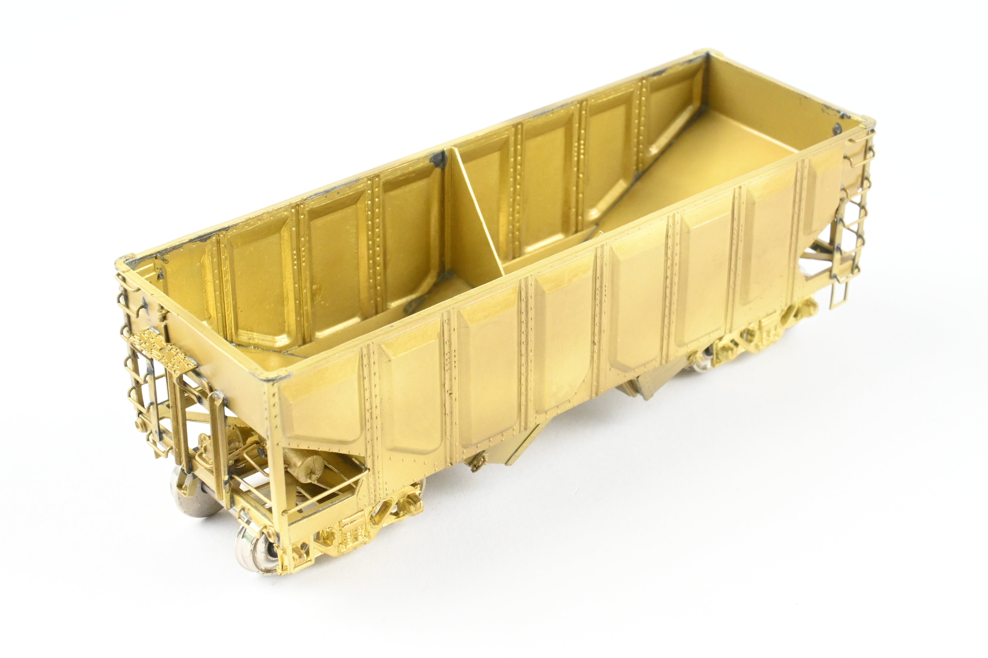 HO Scale Brass Model Train - OMI (Overland Models, Inc.) USRA (United States Railway Administration) 2-Bay Hopper Car with Pressed Sides for Various Roads in the United States