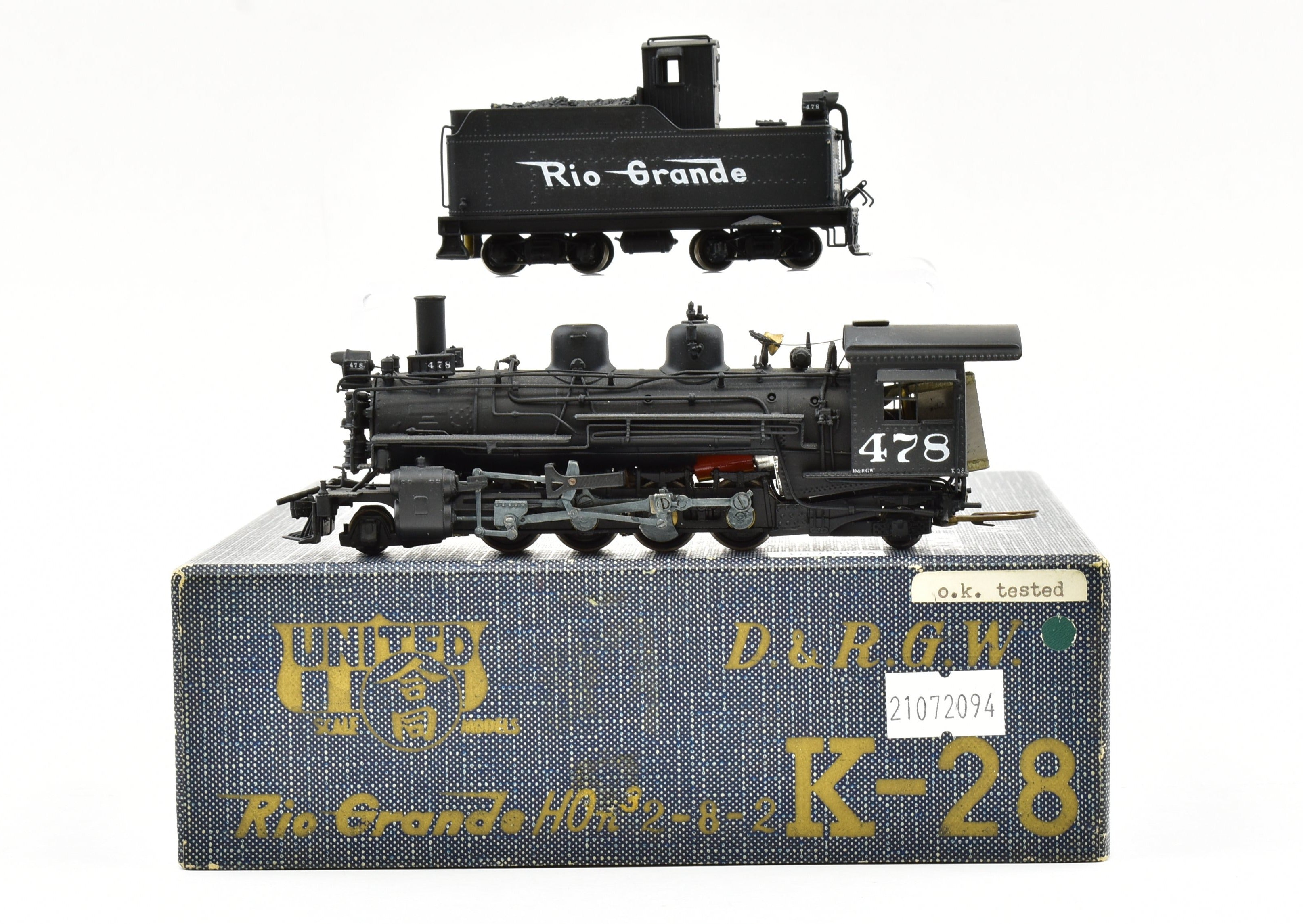 HOn3 Brass PFM - United D&RGW Denver & Rio Grande Western K - 28 2 - 8 - 2 Custom - Painted Locomotive #478