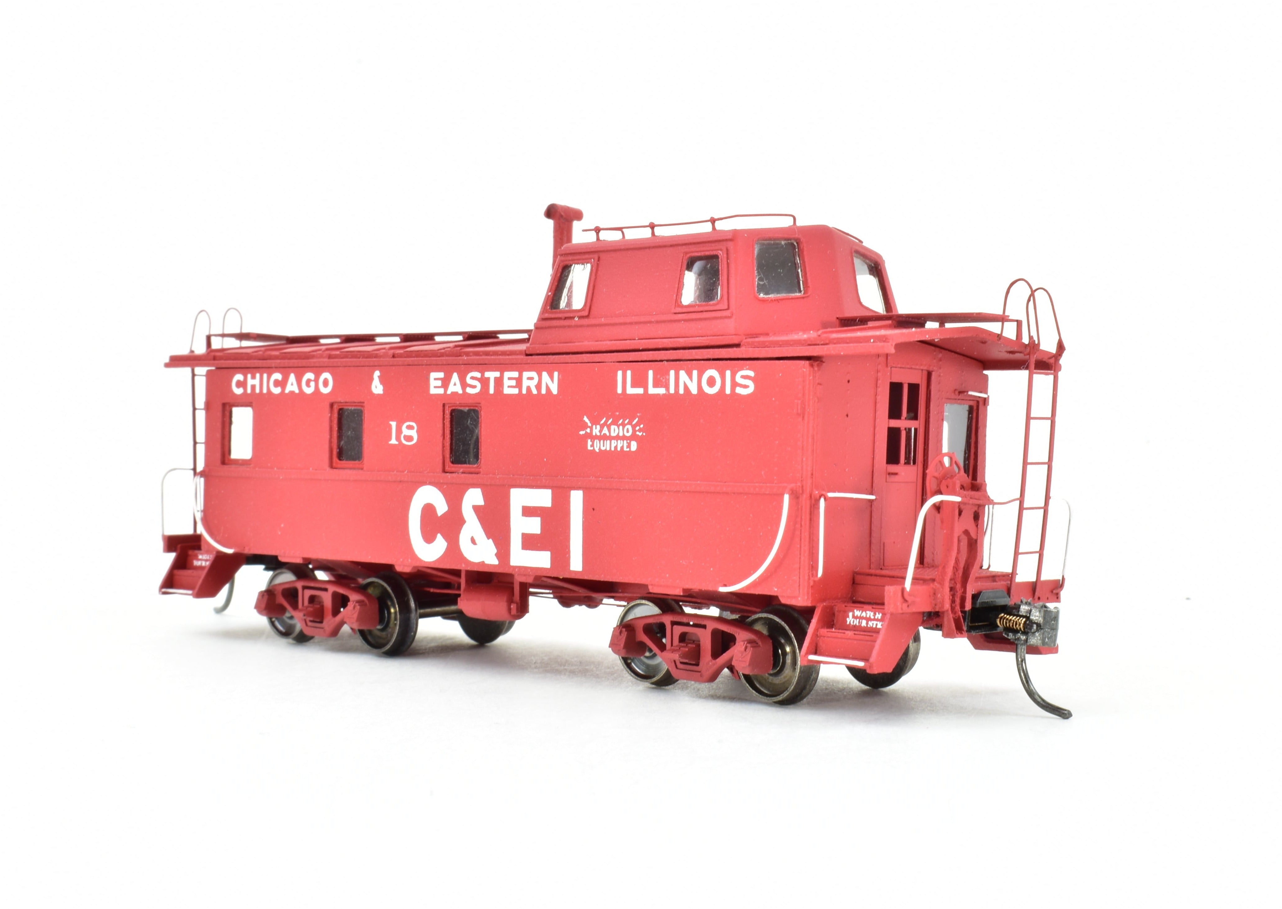 HO Scale Resin Model Railroad Wright Trak Chicago & Eastern Illinois (C&EI) Streamline Cupola Caboose - Custom Built and Professionally Painted